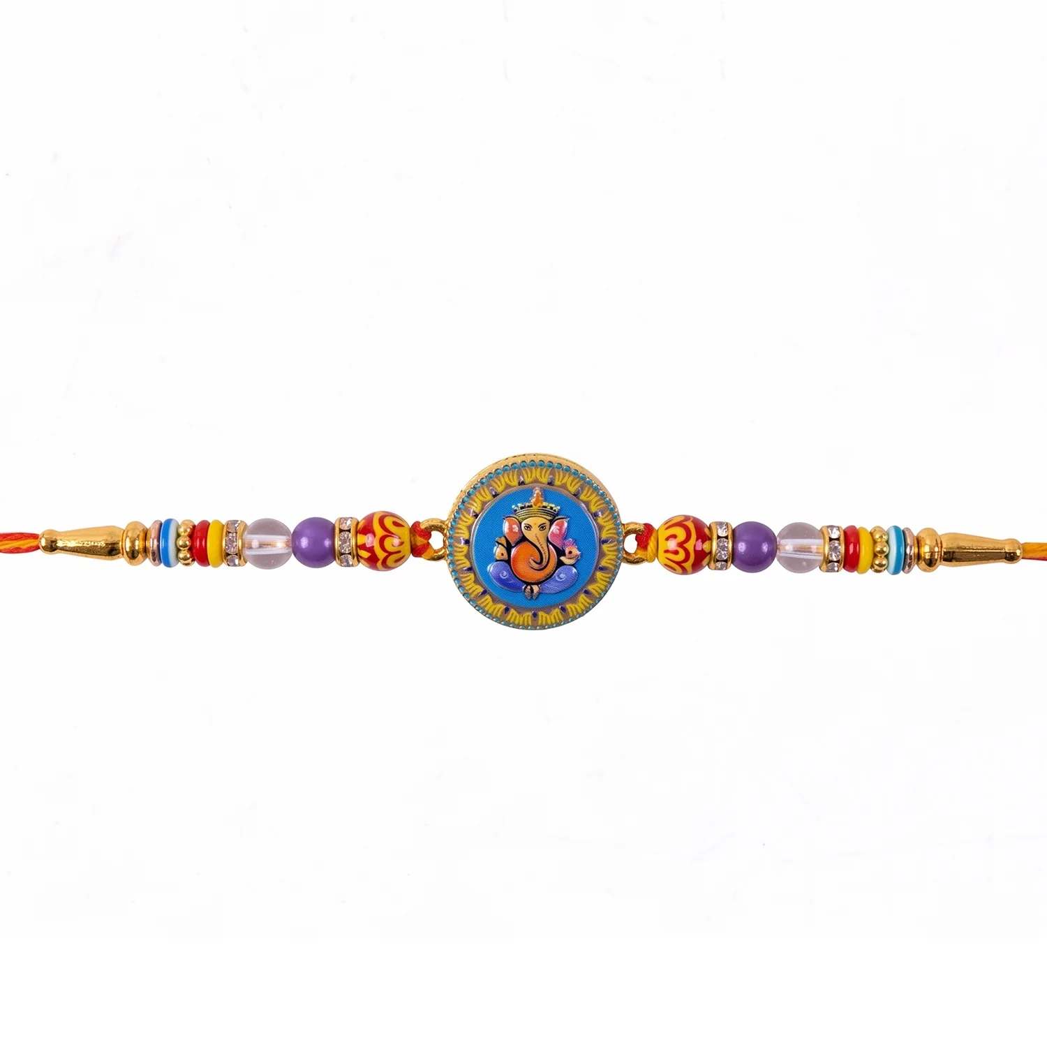 Lord Ganesha Round Coin Designer Rakhi - Image 5