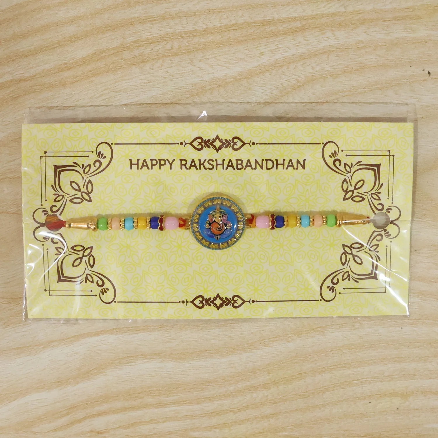 Lord Ganesha Round Coin Designer Rakhi - Image 7