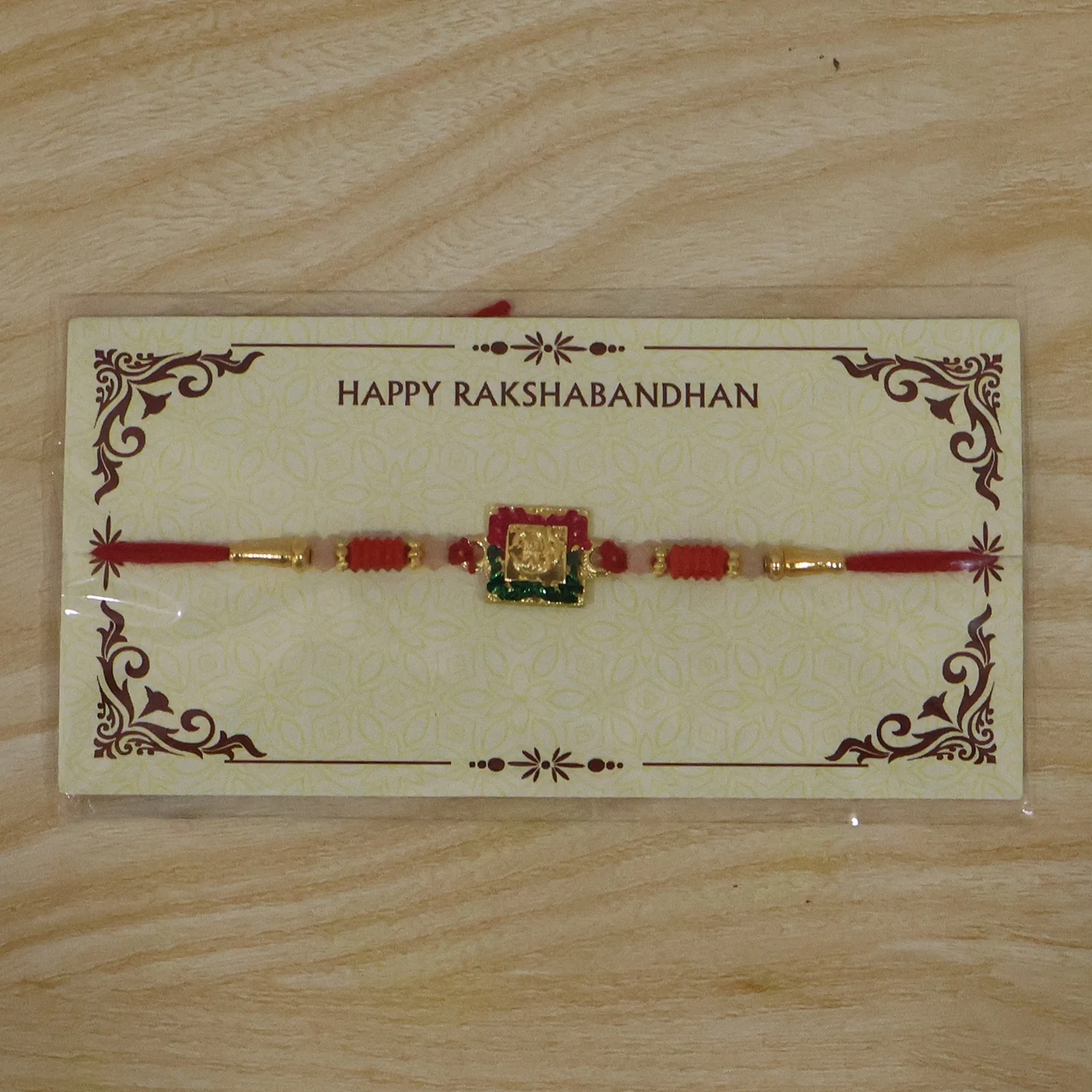 Lord Ganesha Square Antique Designer Rakhi - Image 7
