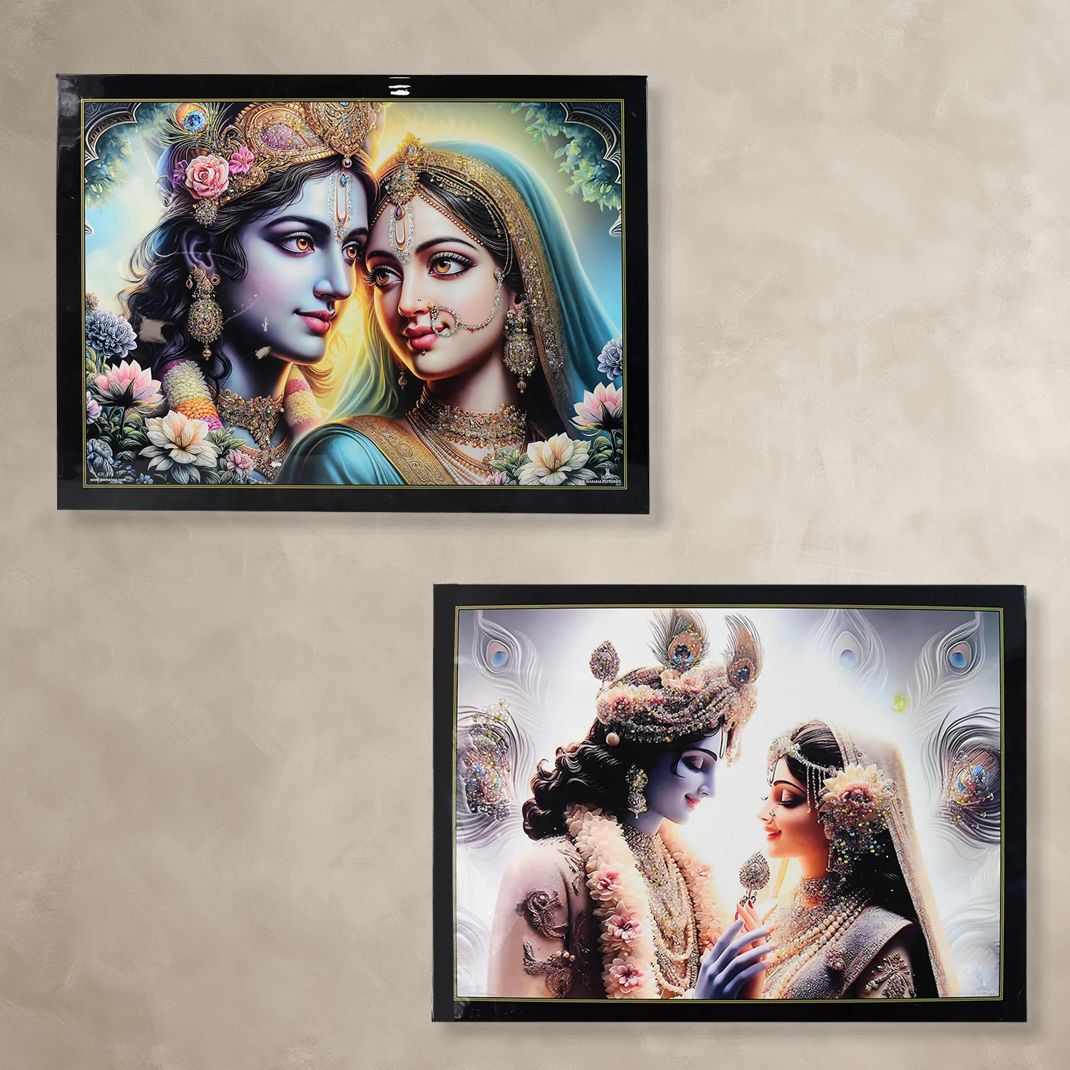 Lord Krishna Radha Wall Painting Wooden Frame 60x45 Cm Approx (1 Pc / Mix Design) - Image 6