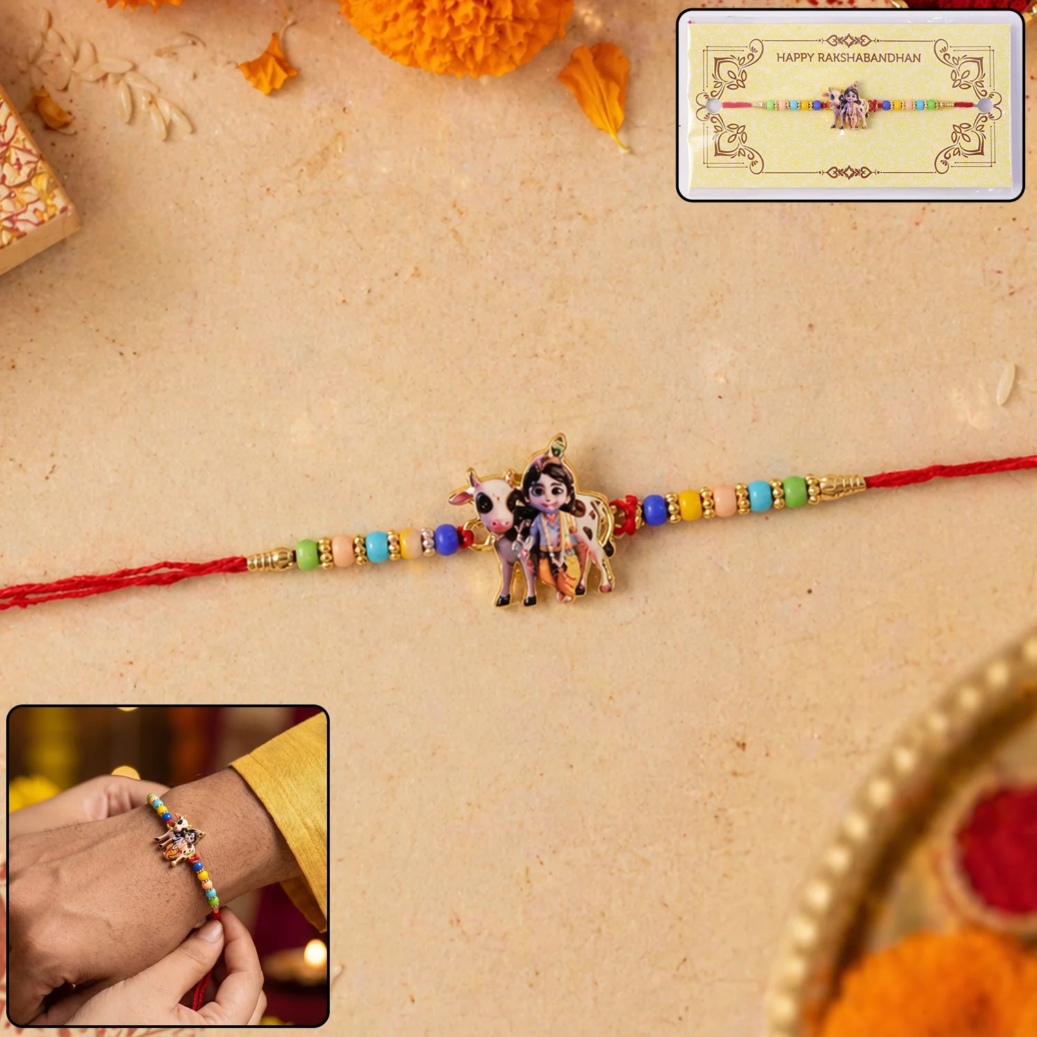 Lord Krishna Designer Rakhi for Brother (1 Pc) - Image 2