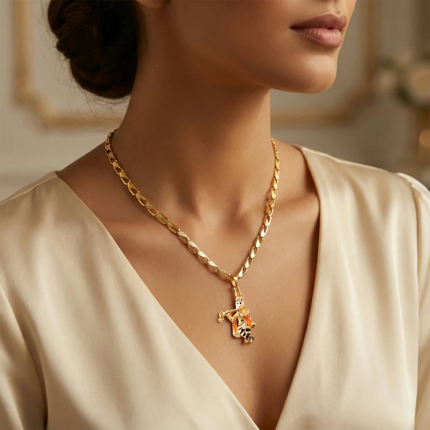 Lord Krishna Pendant with Chain – Eternal Divine Charm Necklace - Image 3