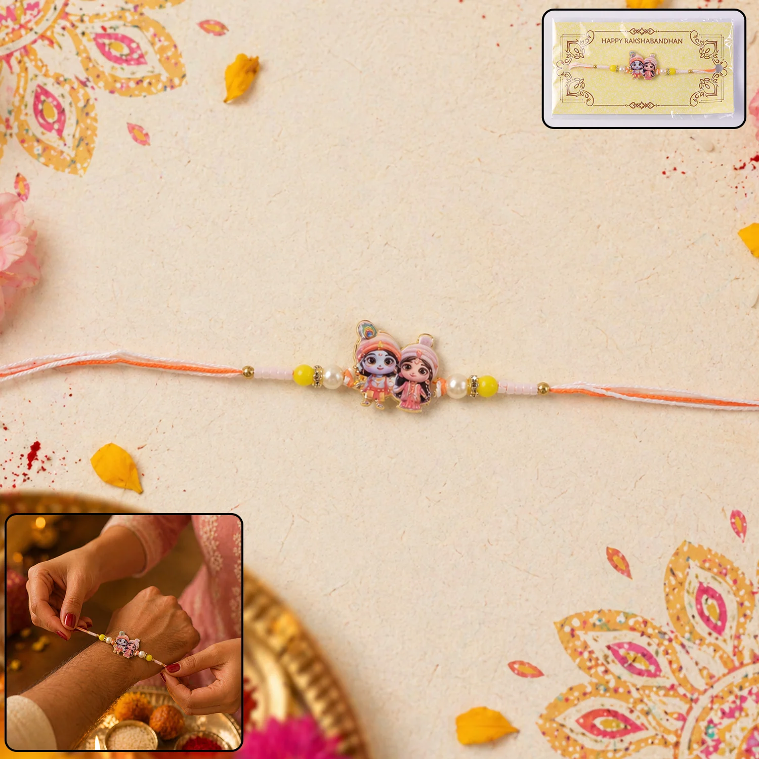 Lord Krishna & Radha Designer Rakhi (1 Pc) - Image 2