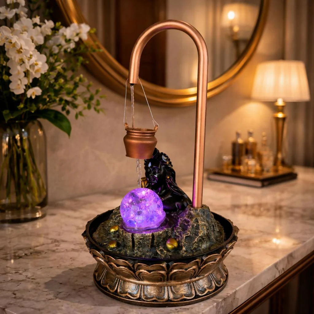 Lord Shiva LED Tabletop Water Fountain for Home Temple - Image 2