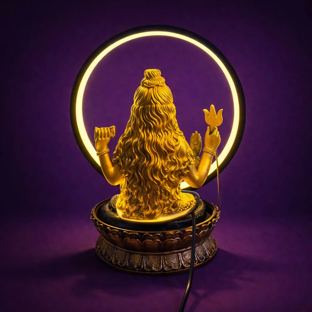 Lord Shiva LED Water Fountain with Halo Ring Light - Image 5