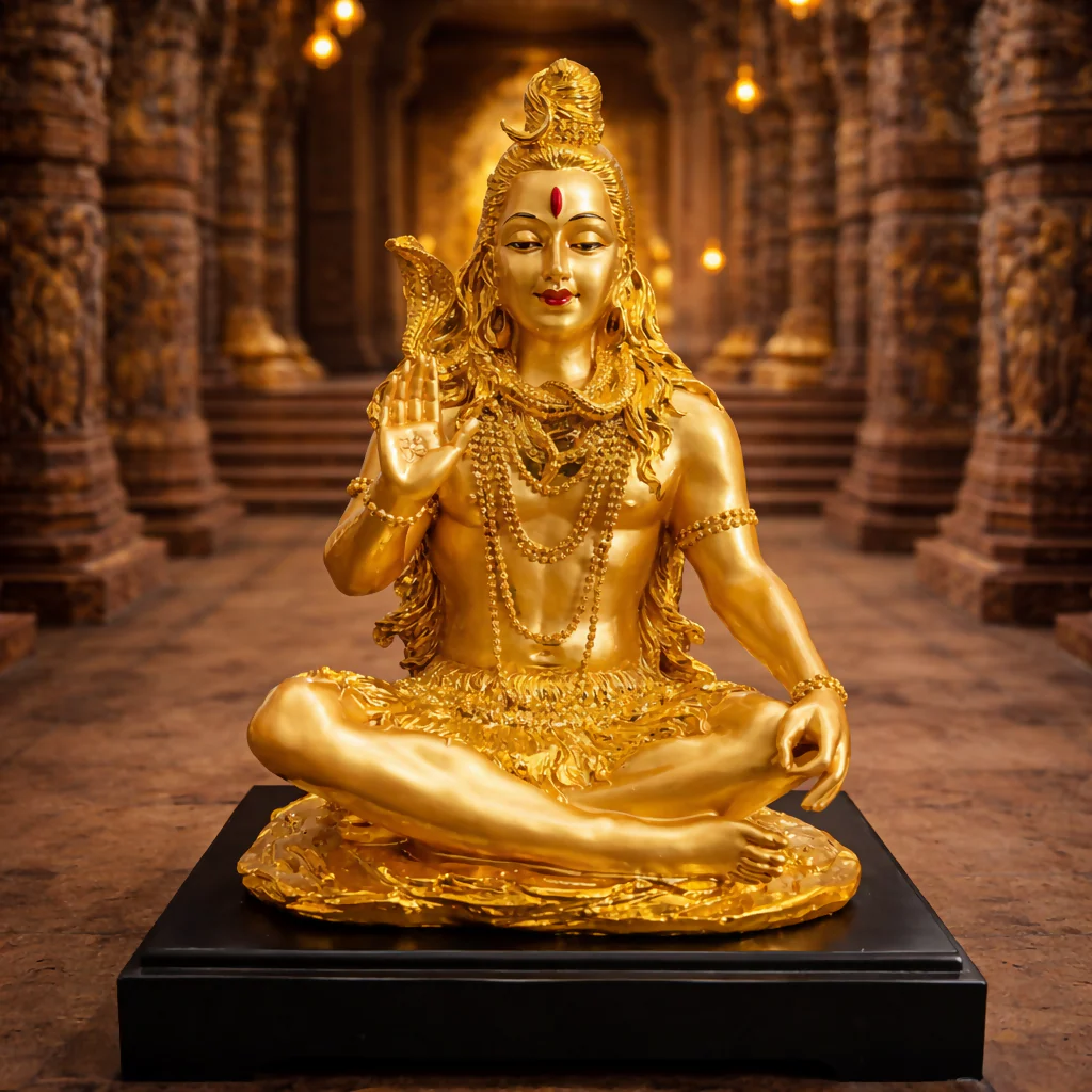 Lord Shiva Meditating Idol with Golden Finish Decorative Showpiece (MIX DESIGN) - Image 2