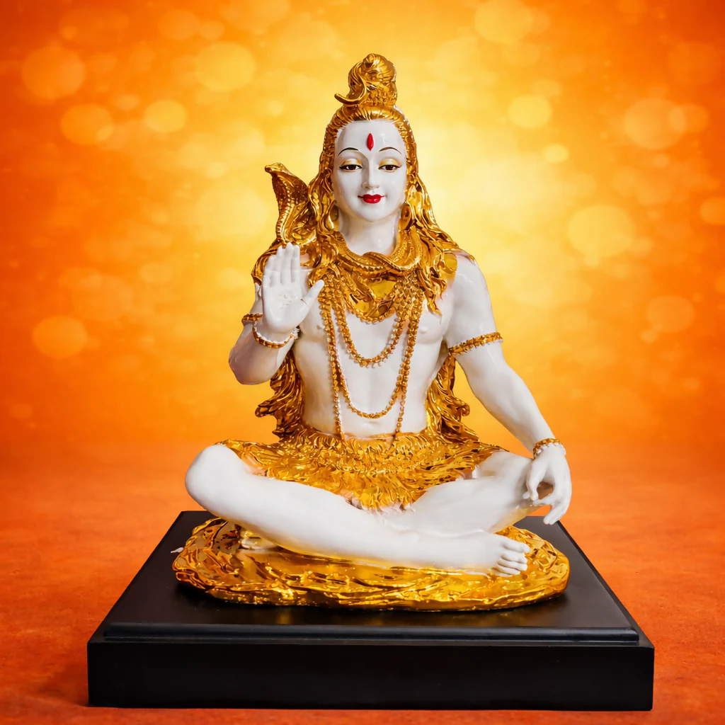 Lord Shiva Meditating Idol with Golden Finish Decorative Showpiece (MIX DESIGN) - Image 3