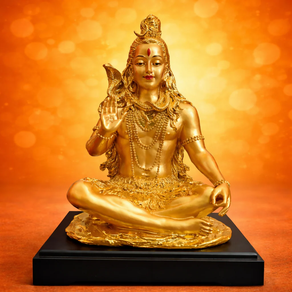 Lord Shiva Meditating Idol with Golden Finish Decorative Showpiece (MIX DESIGN) - Image 4