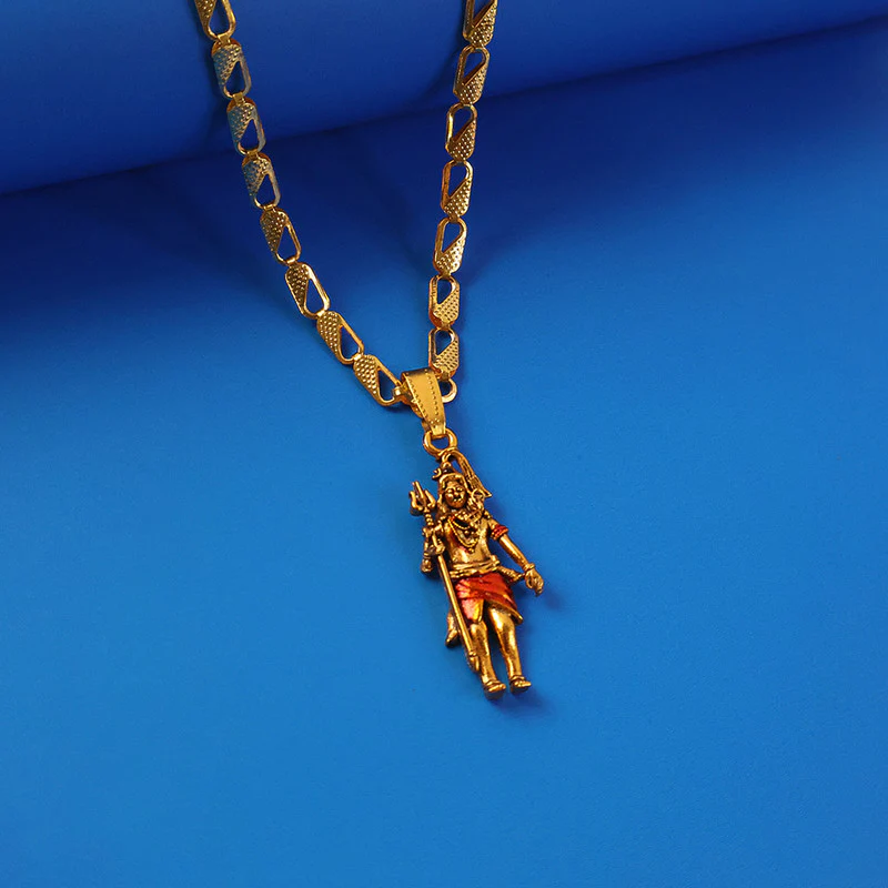 Lord Shiva Standing Devotional Pendant with Designer Chain - Image 2