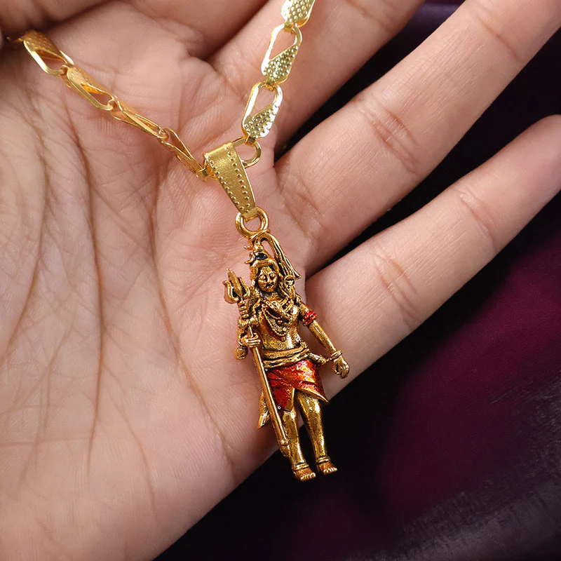 Lord Shiva Standing Devotional Pendant with Designer Chain - Image 5