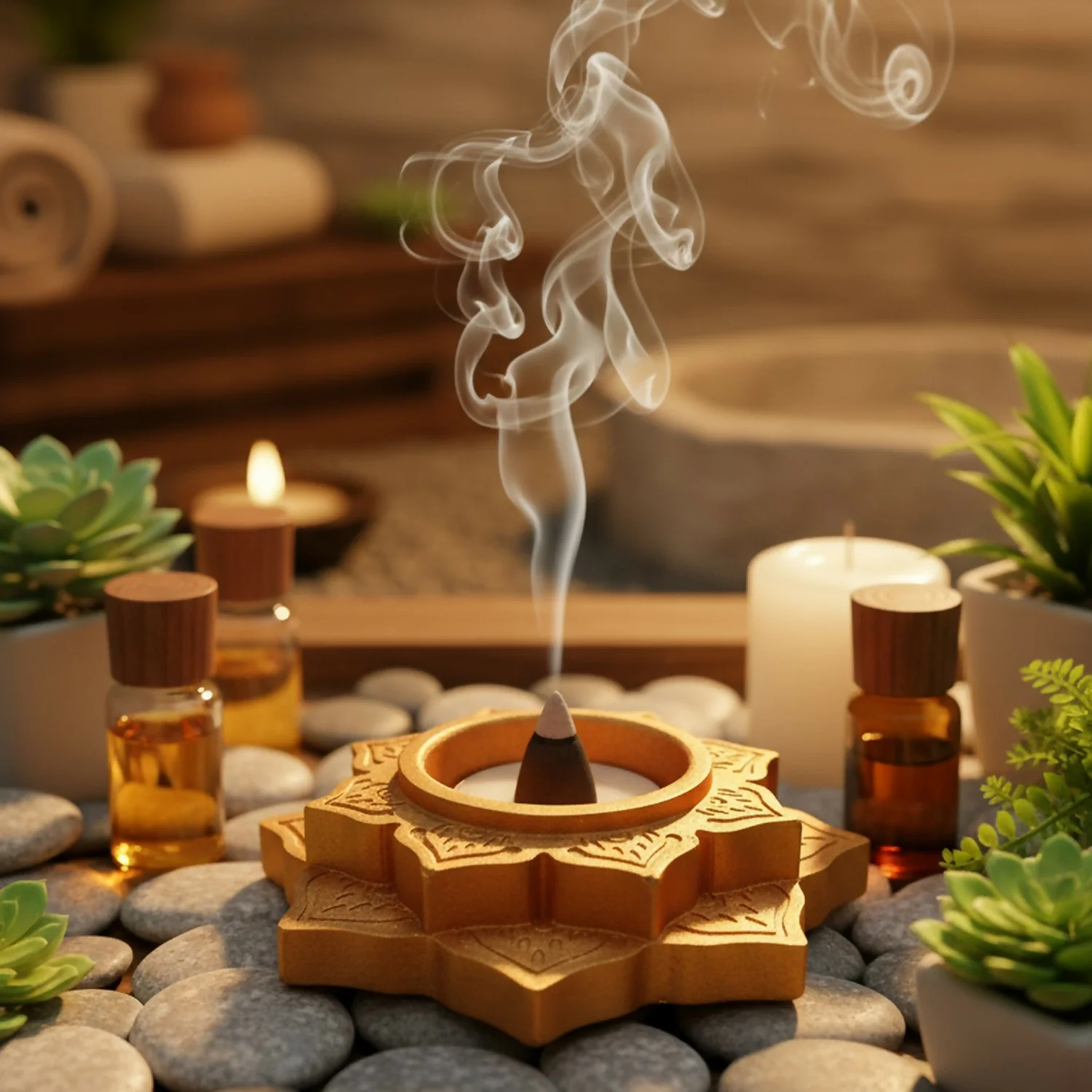 Lotus Shape Decorative Diya Multipurpose Candle Holder Dhoop Cone Stand - Image 3