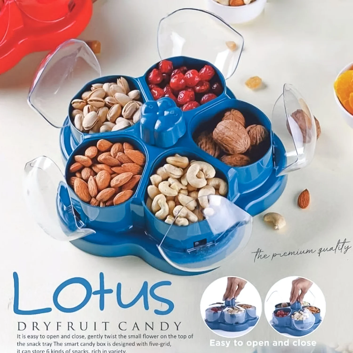 Supermom Lotus Shape Rotating Dry Fruit & Snack Organizer Box Compartments (1 Pc) - Image 6