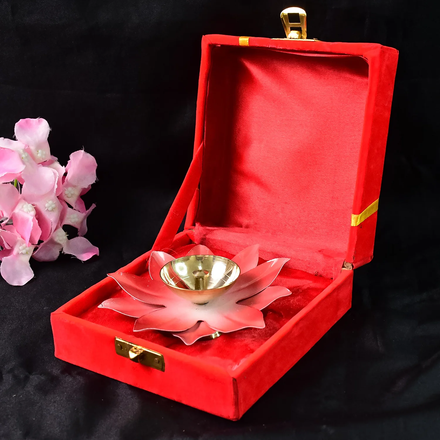 Lotus Shaped Brass Oil Diya (1 Pc) - Image 7