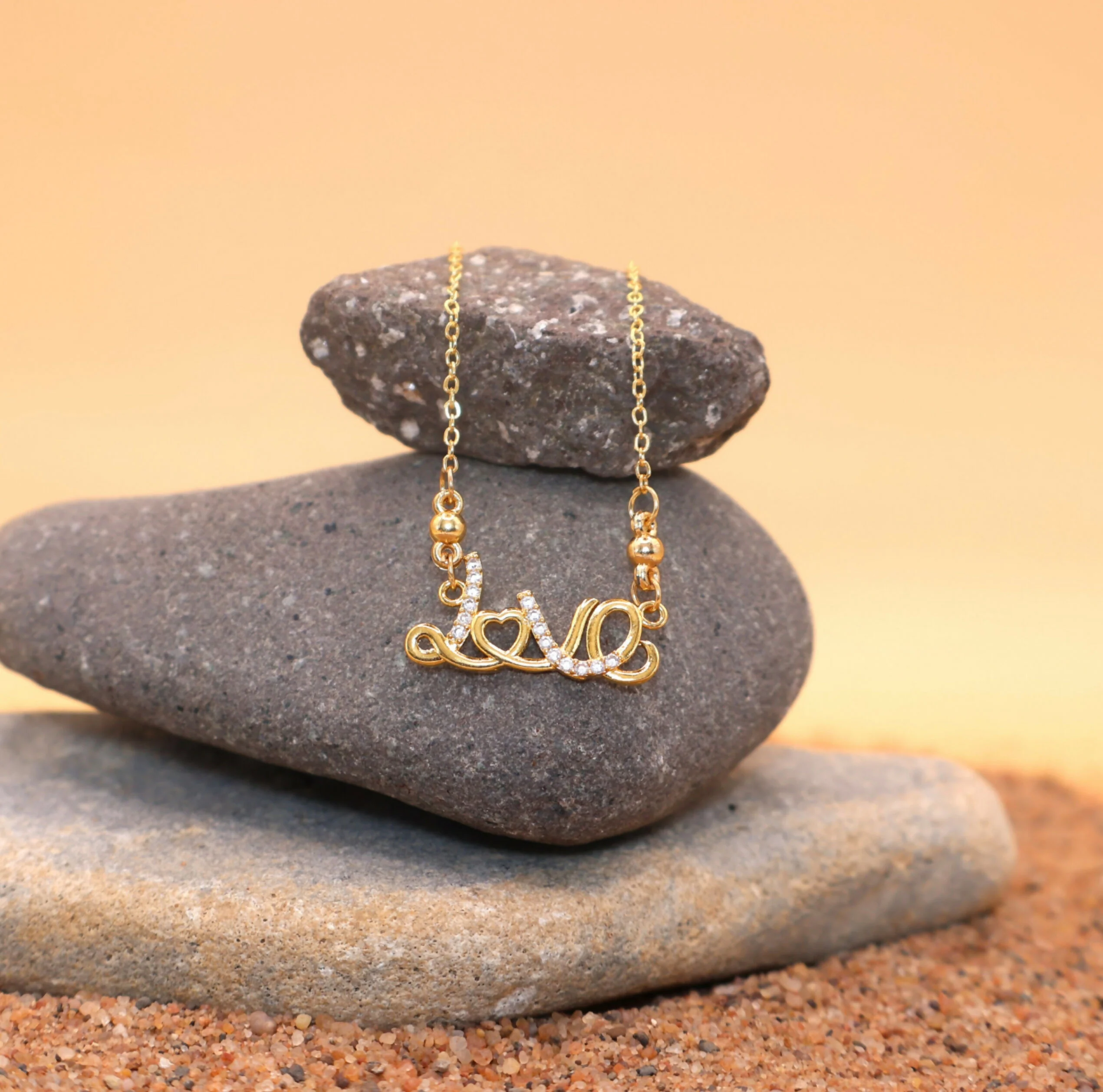 Love Gold Plated AD Pendant Necklace For women and girls - Image 2