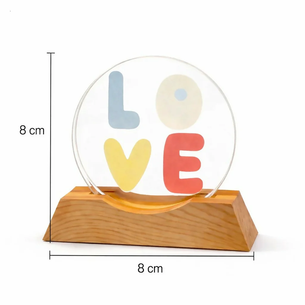 LOVE LED Acrylic Lamp with Wooden Base Decorative Night Light - Image 5