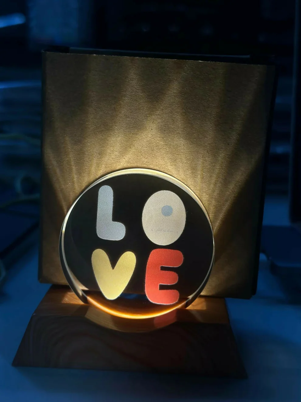 LOVE LED Acrylic Lamp with Wooden Base Decorative Night Light - Image 6
