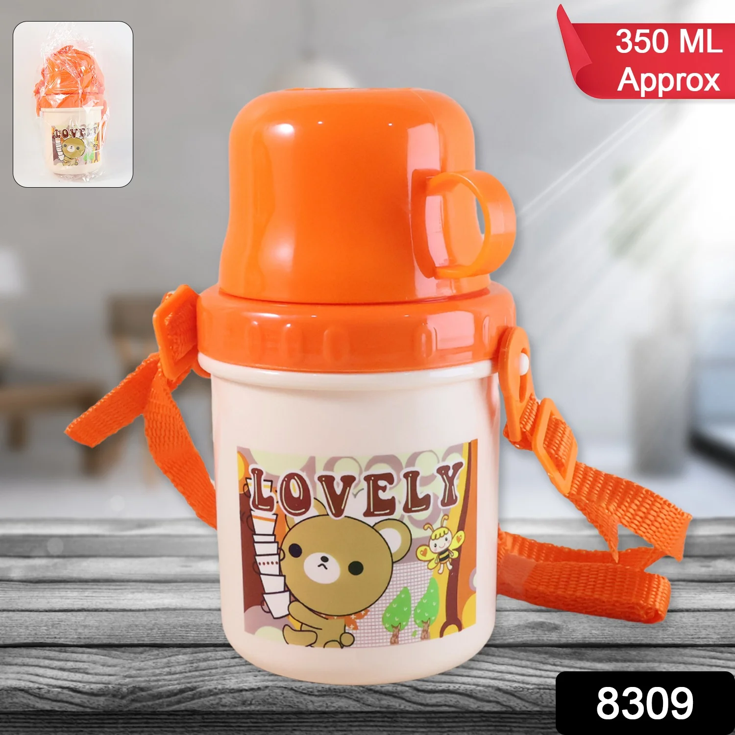 Lovely Cartoon Printed Plastic Cup with Lid (Approx. 350 ML, 1 Pc) - Image 2