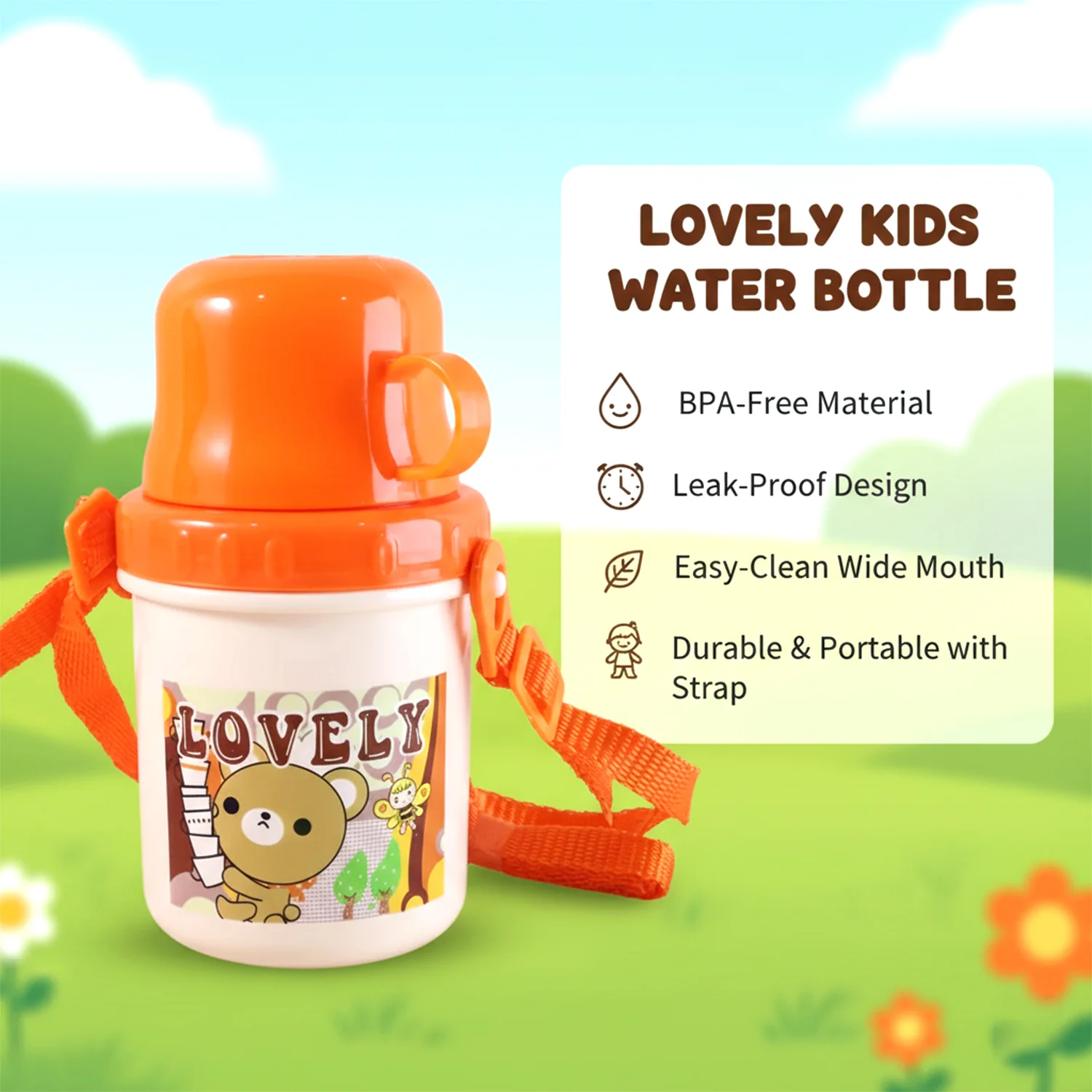Lovely Cartoon Printed Plastic Cup with Lid (Approx. 350 ML, 1 Pc) - Image 4