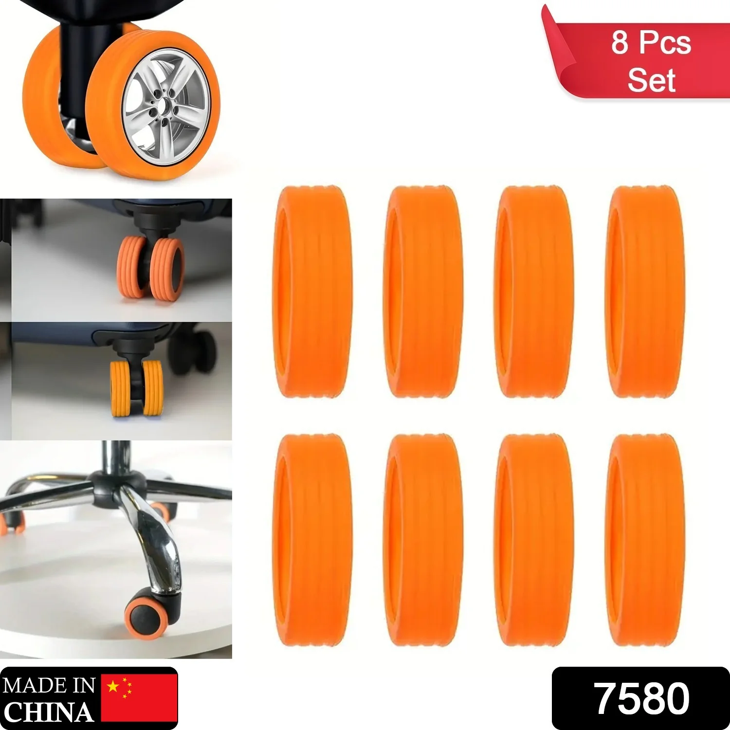 Silicone Luggage Wheel Covers – Noise Reduction & Protection (8 Pcs) - Image 2