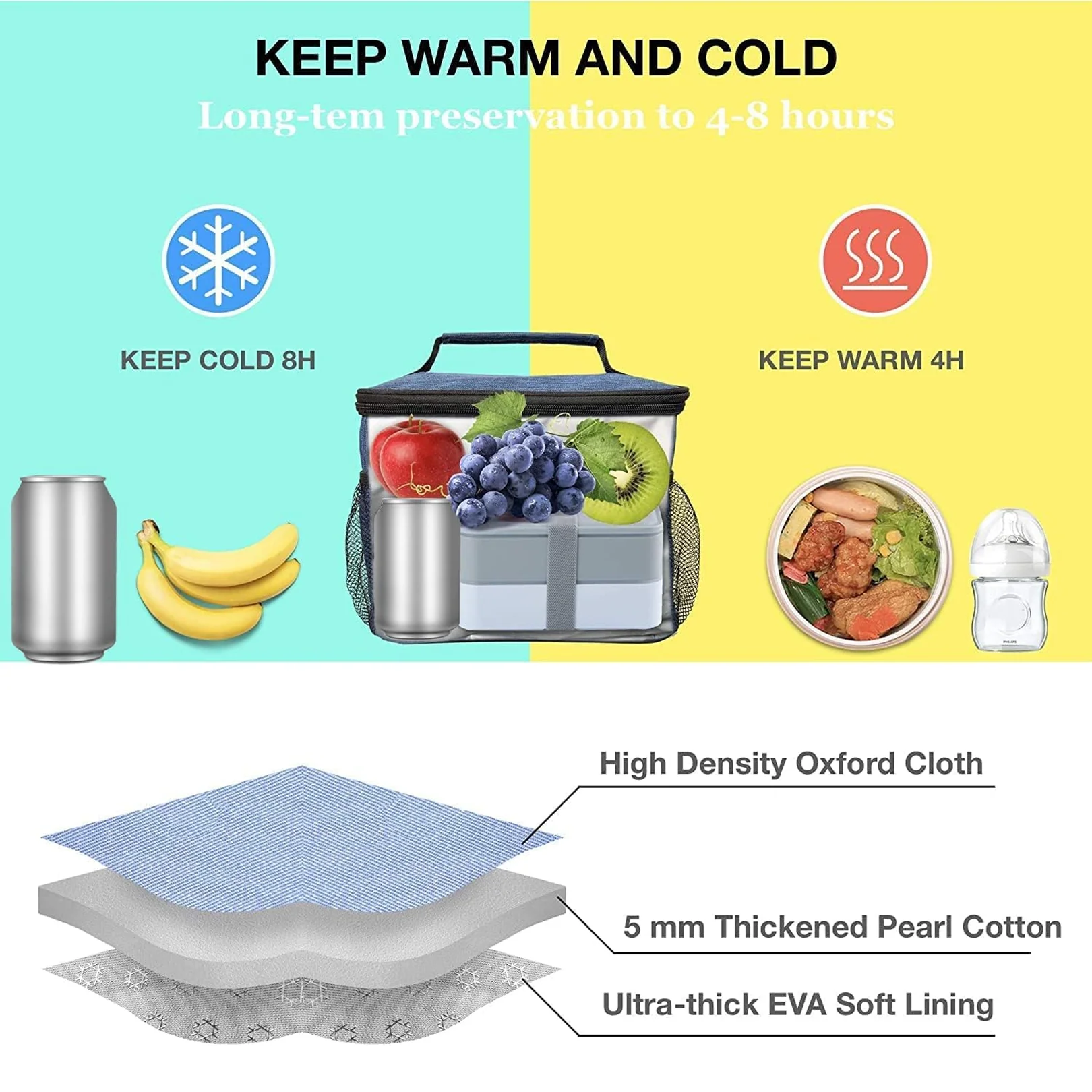 Lunch Box Bag for Women Men Insulated Lunch Bag With Zipper (1 Pc) - Image 5