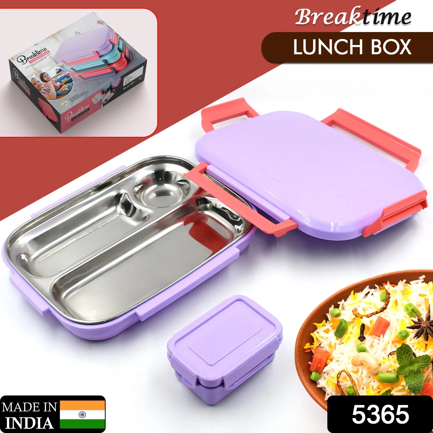 Lunch Box Plastic with steel plate, small lunch box - Image 2