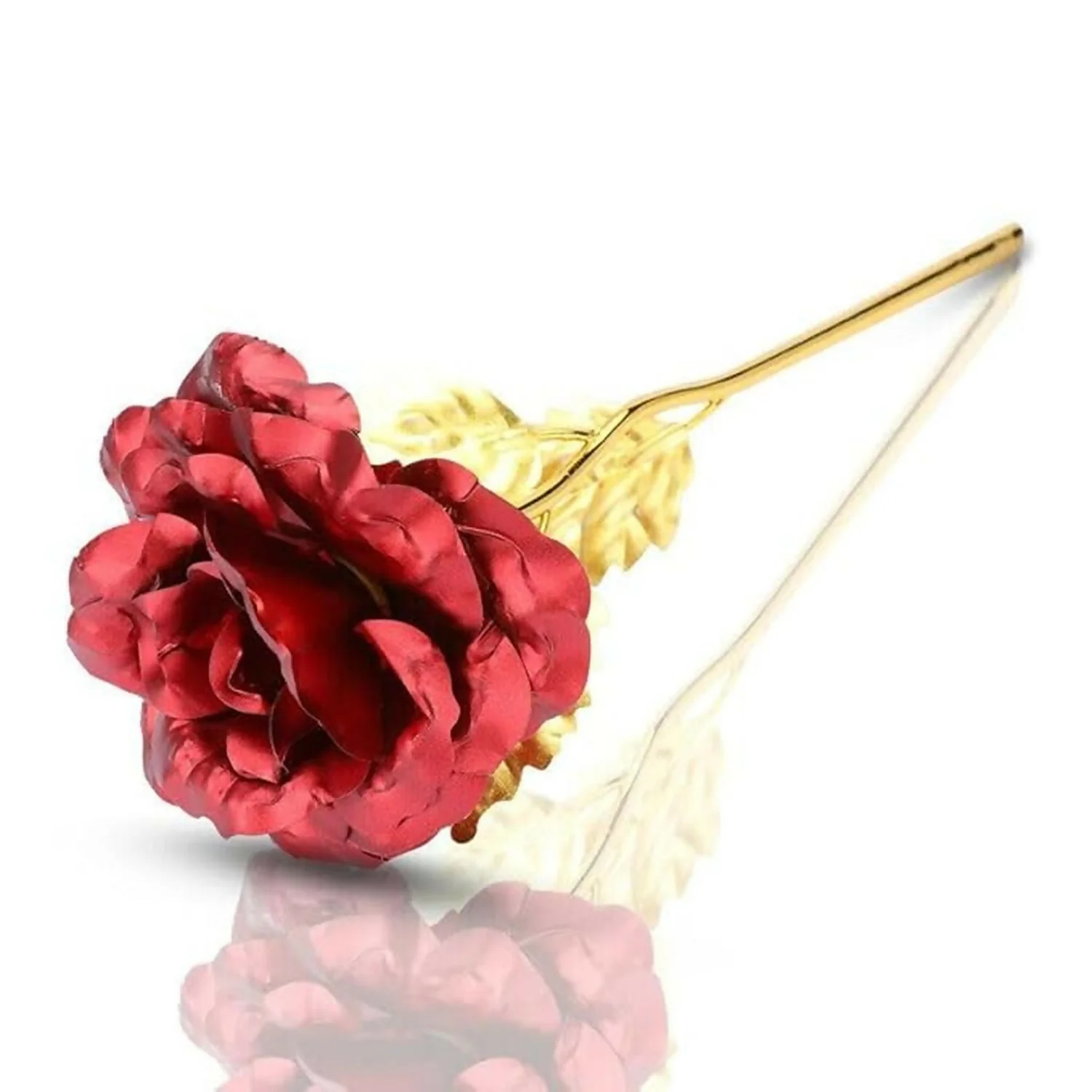 Luxury 24K Gold Plated Artificial Rose Set of 3 | Red & Gold Eternal Roses for Love Gift, Anniversary, Valentine’s Day & Home Décor | Metal Stem Romantic Gifting Flower Set with Gift Box - Image 4