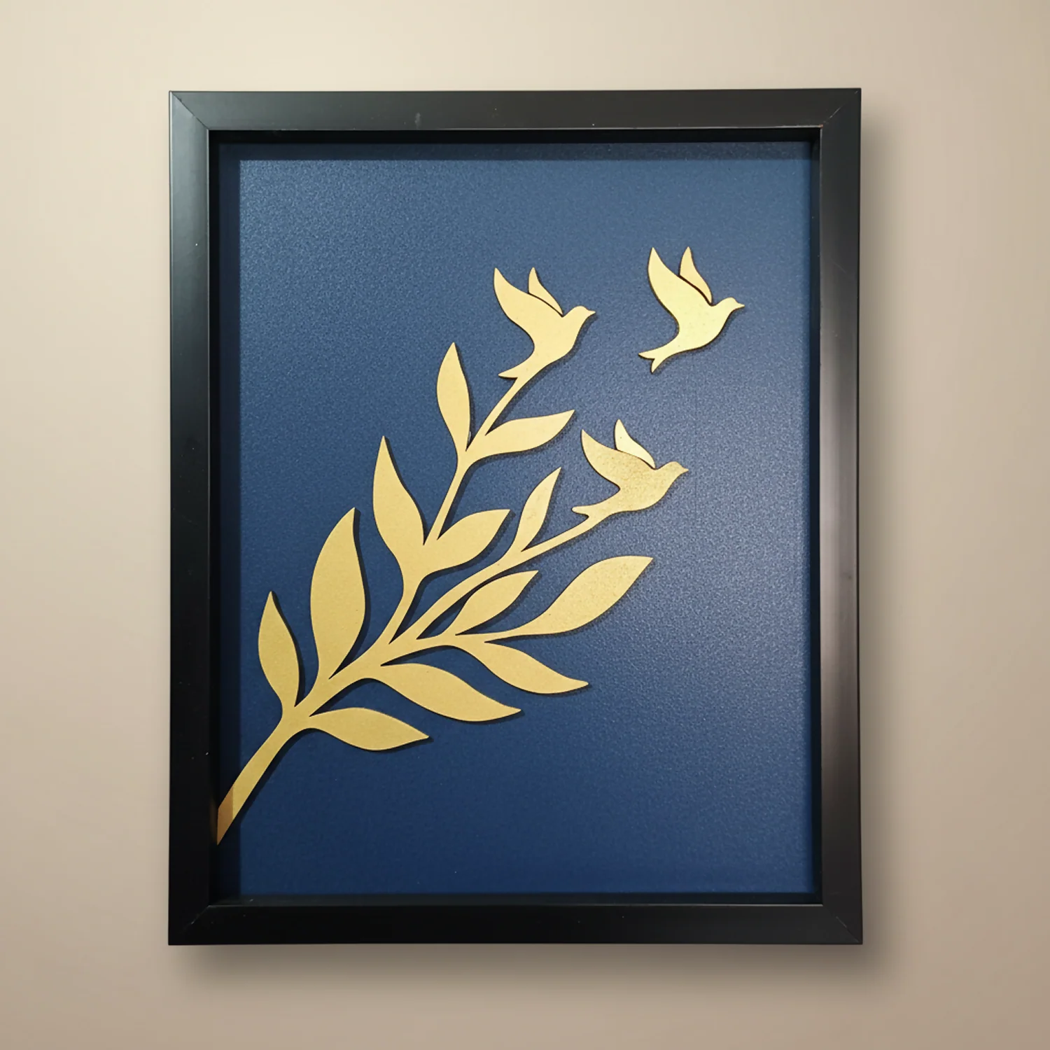 Luxury 3D Leaf & Birds Wall Art Frame | Modern Minimalist Wooden Wall Decor - Image 2