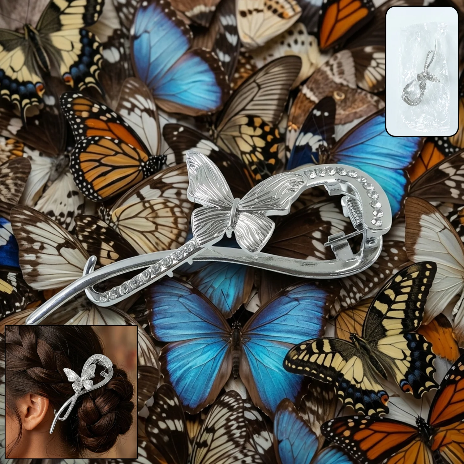 Luxury Butterfly Design Hair Clip (1 Pc, Mix Color) - Image 8