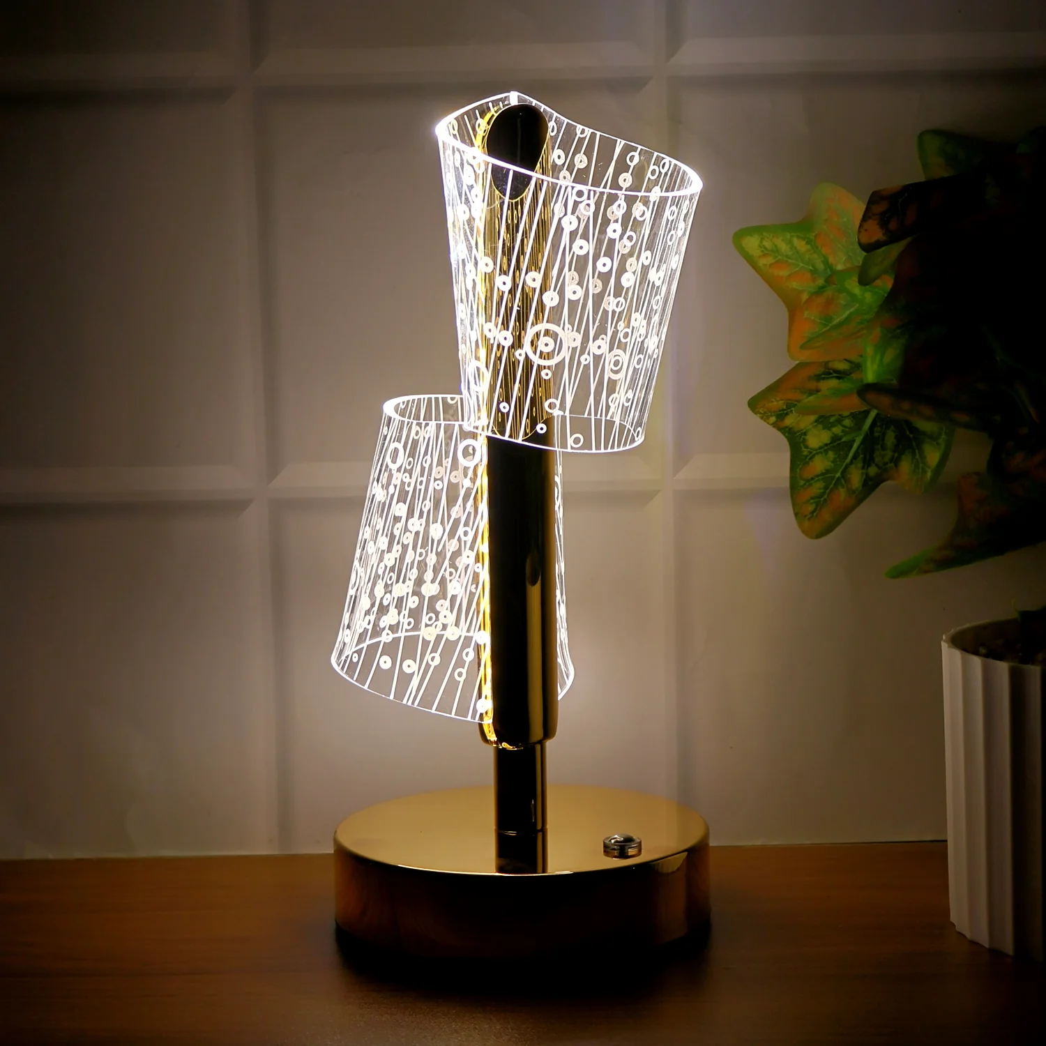 Luxury Crystal LED Double Shade Table Lamp (1 Pc) - Image 3