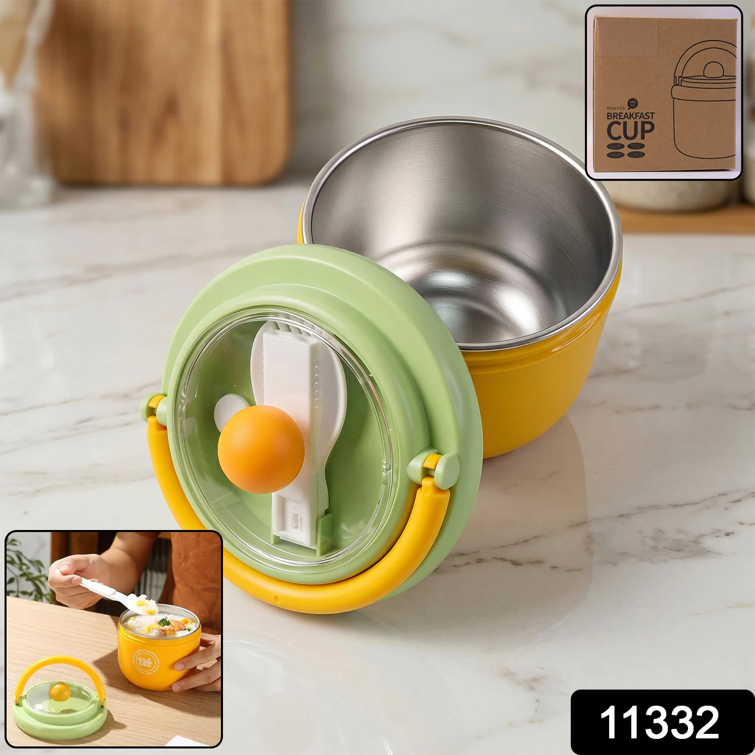 Luxury Cute Leak-Proof Stainless Steel Lunch Box with Spoon - 600 ml - Image 2