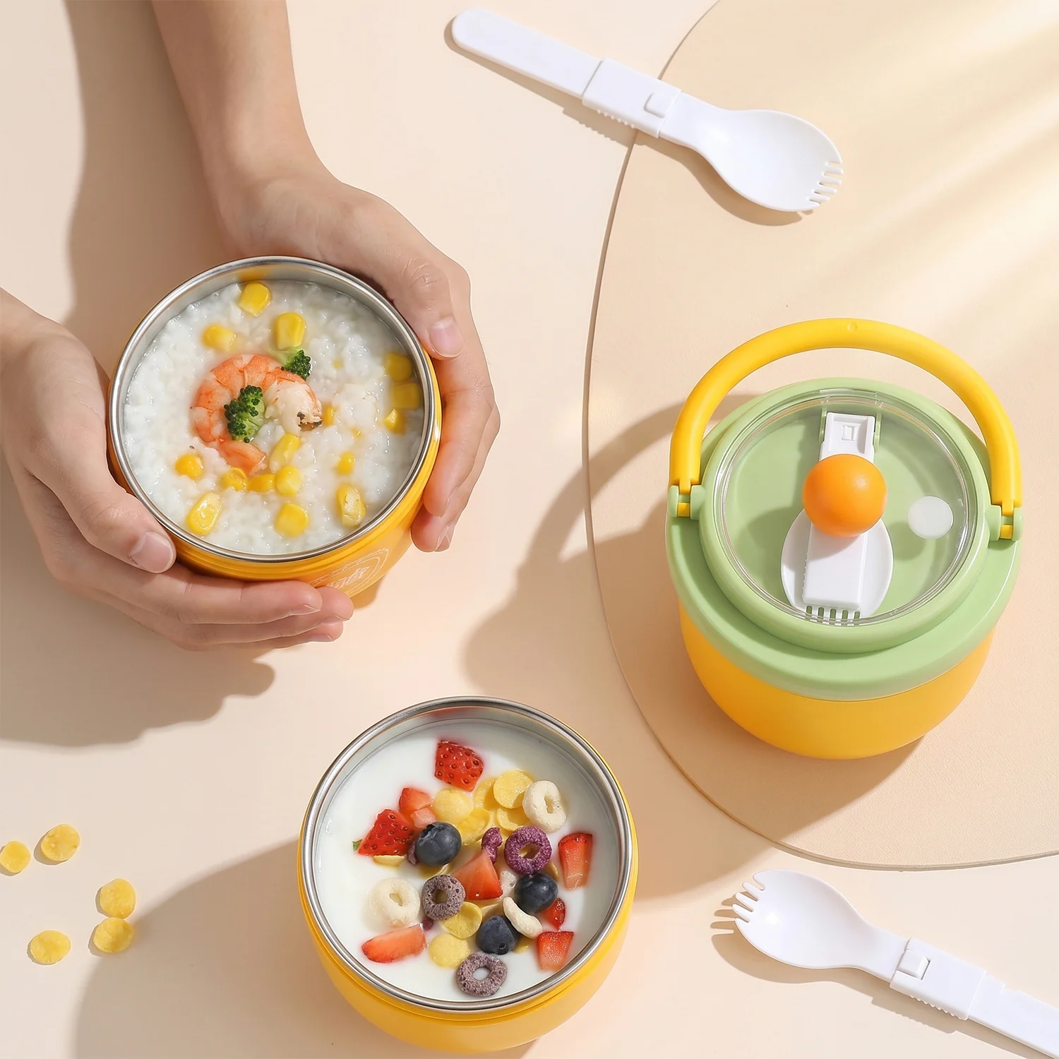 Luxury Cute Leak-Proof Stainless Steel Lunch Box with Spoon - 600 ml - Image 9