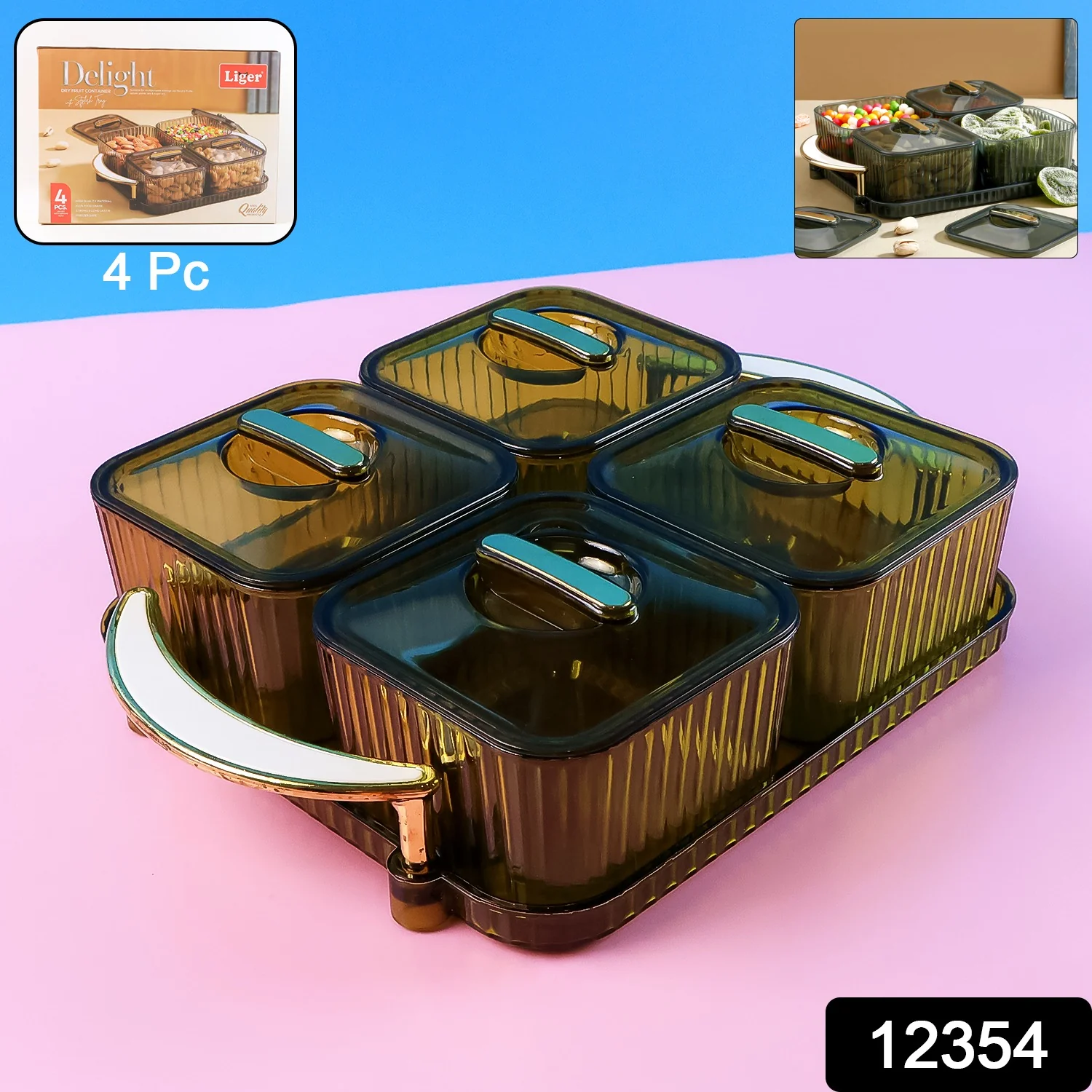 Liger Luxury Delight 4-Piece Dryfruit Storage Box (1 Set) - Image 2