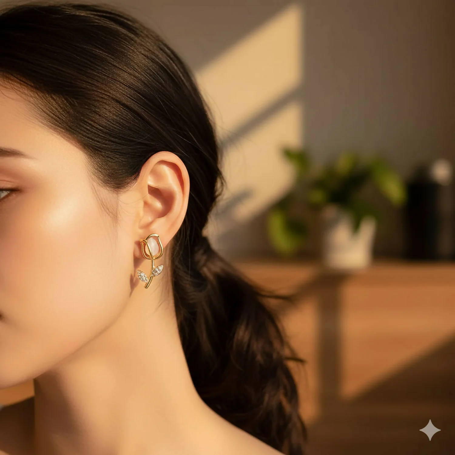 Luxury Designer Pearl Tulip Stud Korean Style Earrings – Aesthetic Floral Jewelry for Women - Image 2