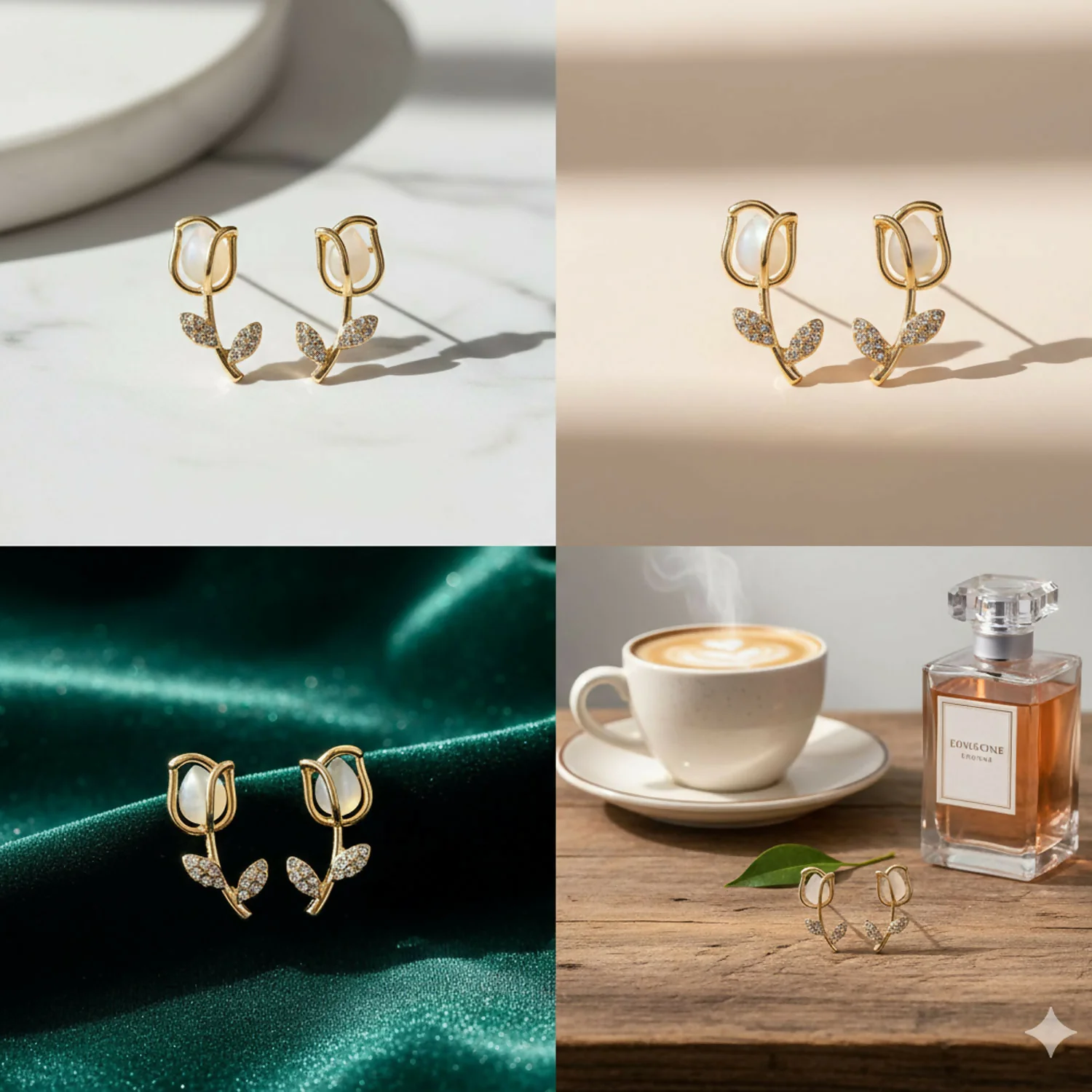 Luxury Designer Pearl Tulip Stud Korean Style Earrings – Aesthetic Floral Jewelry for Women - Image 5