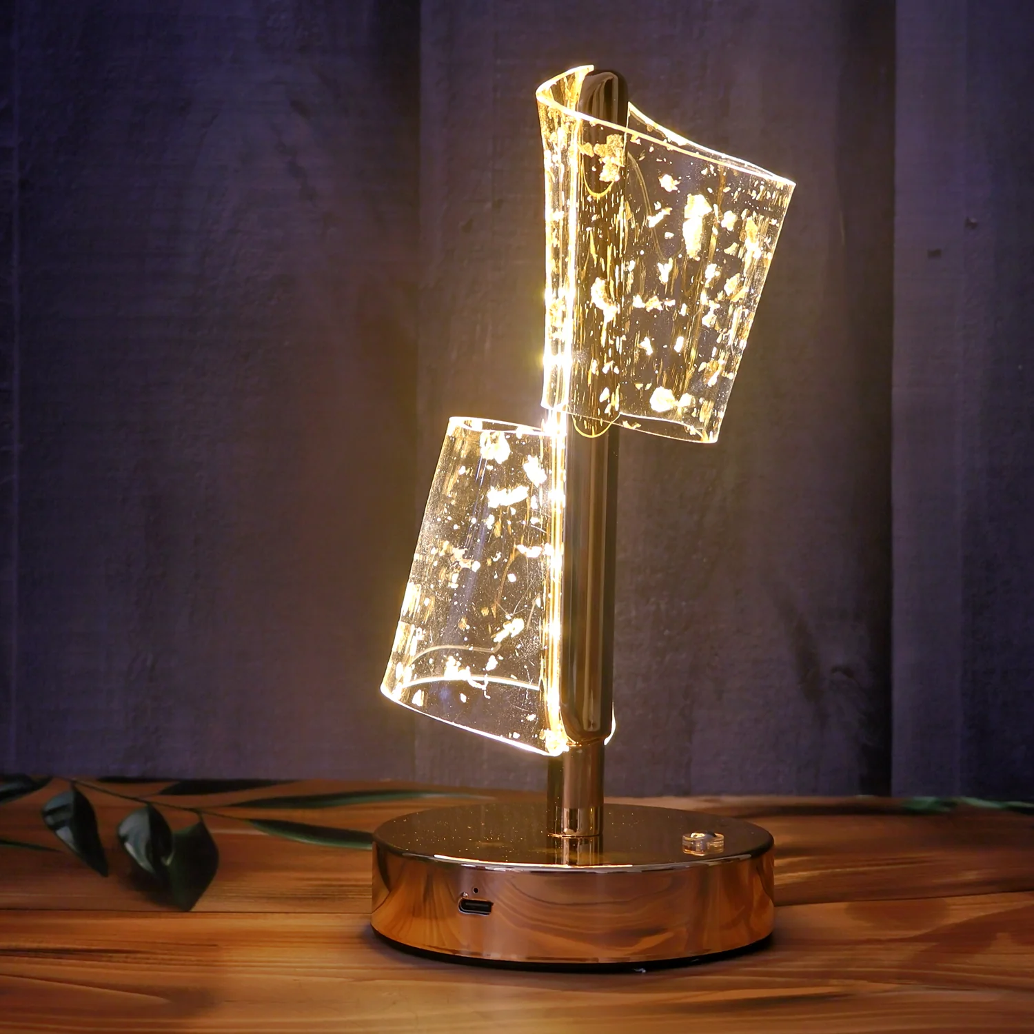 Luxury Golden Crystal LED Double Shade Table Lamp (1 Pc) - Image 3