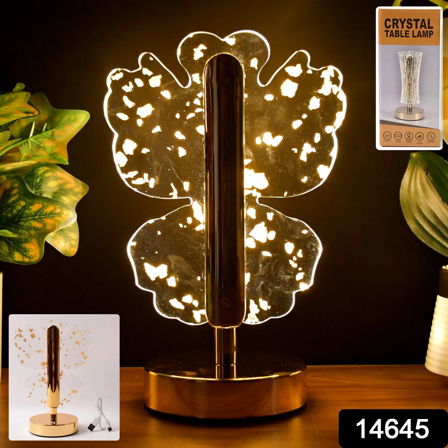 Luxury Golden Crystal LED Table Lamp (1 Pc) - Image 2