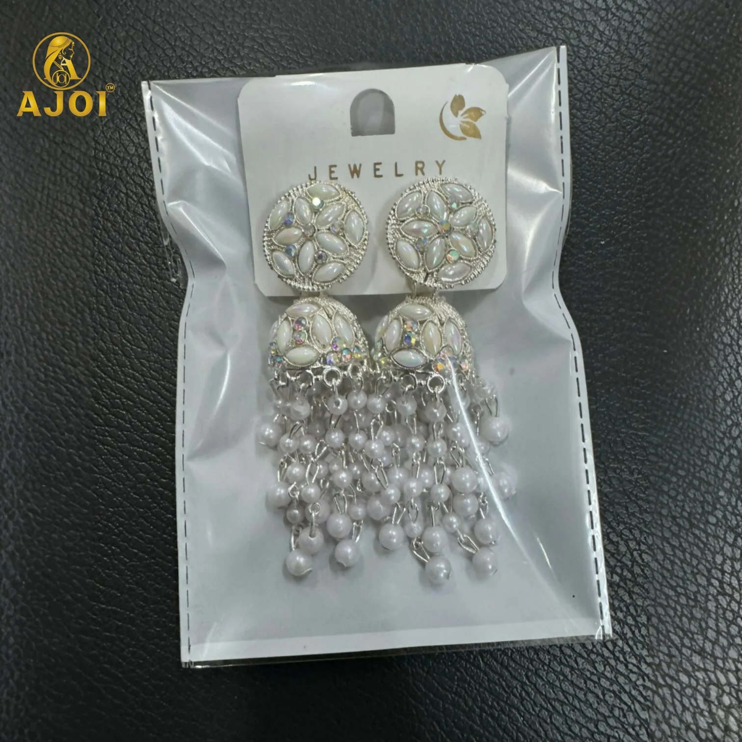 Luxury Handcrafted Pearl Chandelier Jhumka Earrings with Floral Studs & Cascading Pearl Drops - Image 6