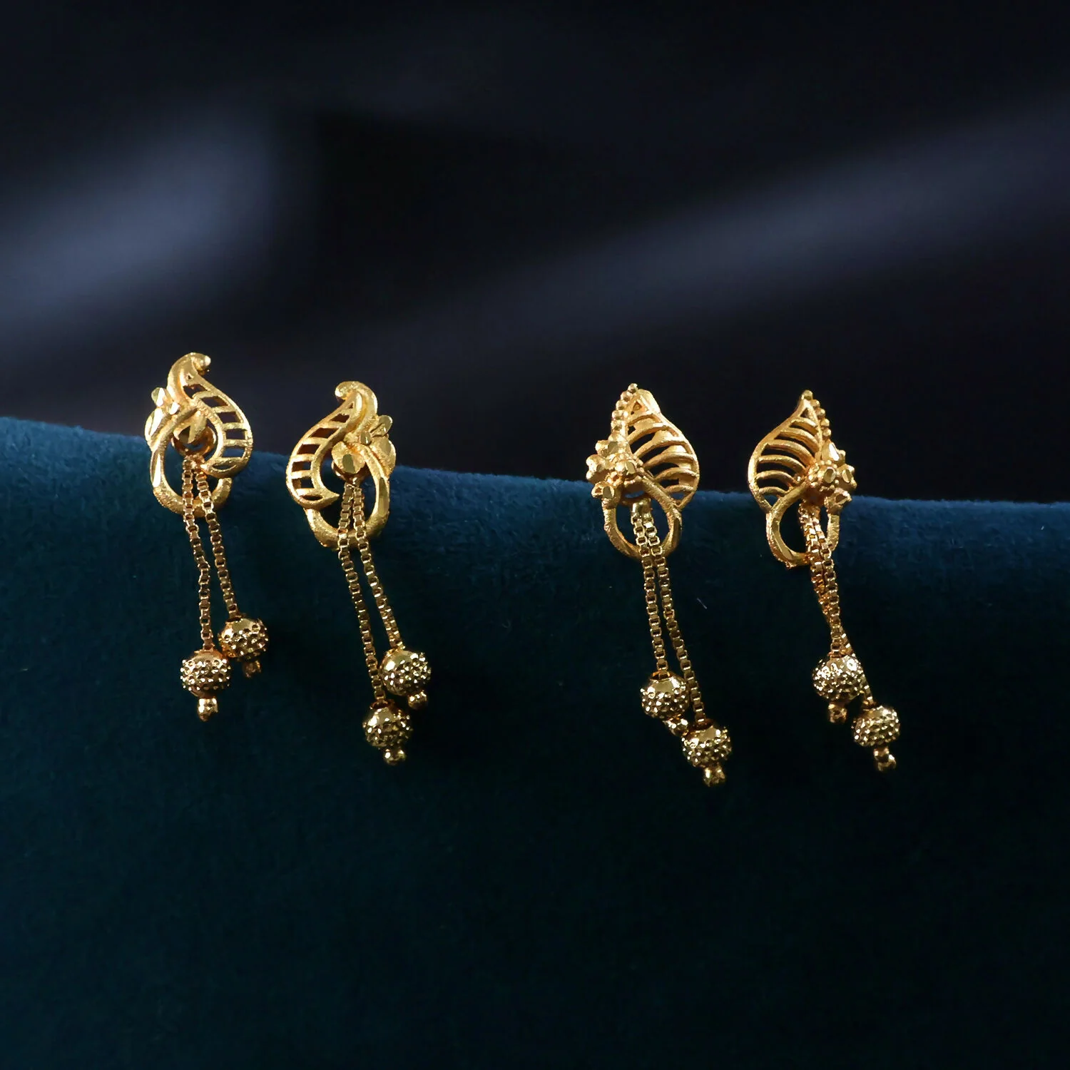 Luxury Inspired Gold Tone Designer Earrings Combo Set with Leaf and Swirl Drops (2 Pair) - Image 2