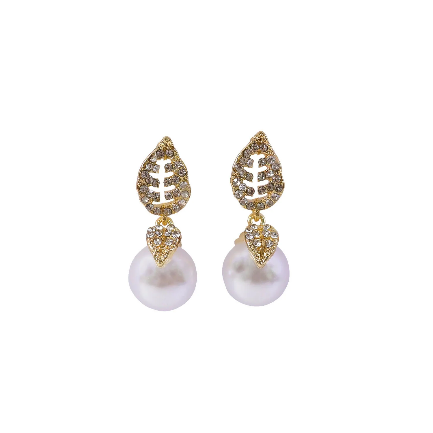 Luxury Korean Style Gold Leaf Pearl Drop Earrings for Women - Image 5