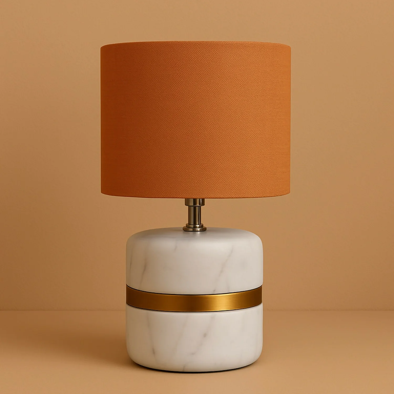 Luxury Marble Base Table Lamp with Warm Fabric Shade Decorative Bedside Room - Image 3