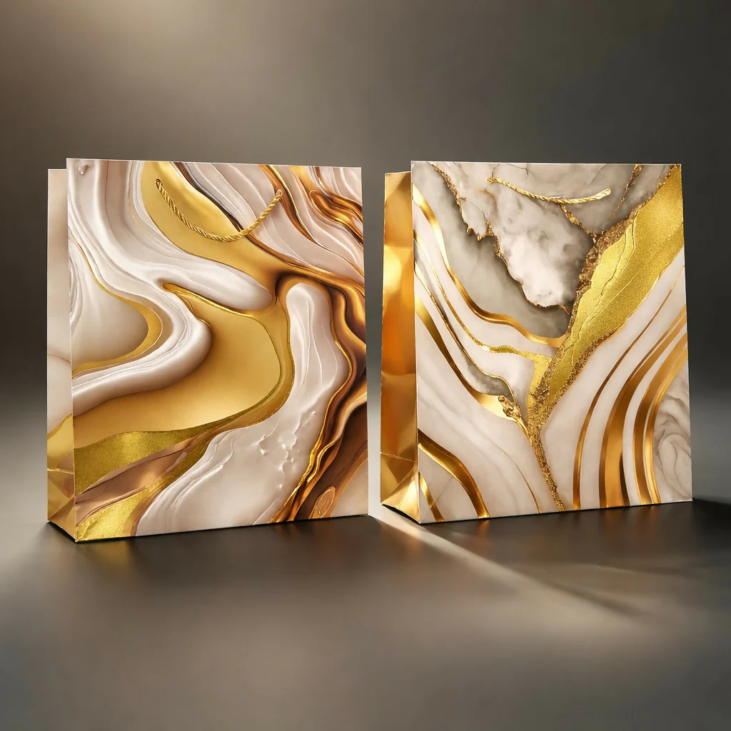 Luxury Marble Print Gift Bag with Handle Premium Paper Carry Bag (1PC) - Image 2