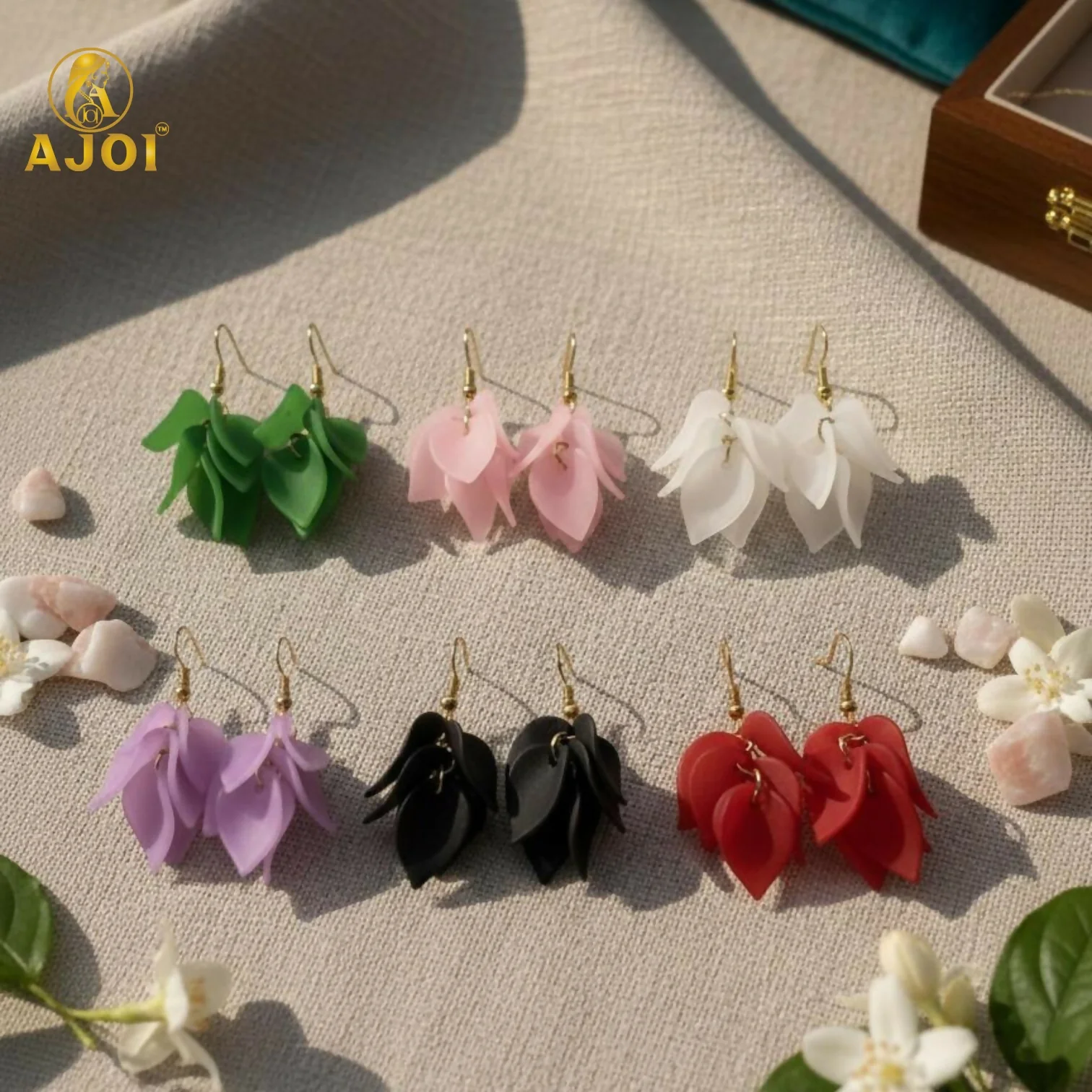 Luxury Multi-Petal Floral Drop Kati Earrings(PACK OF 6) - Image 3
