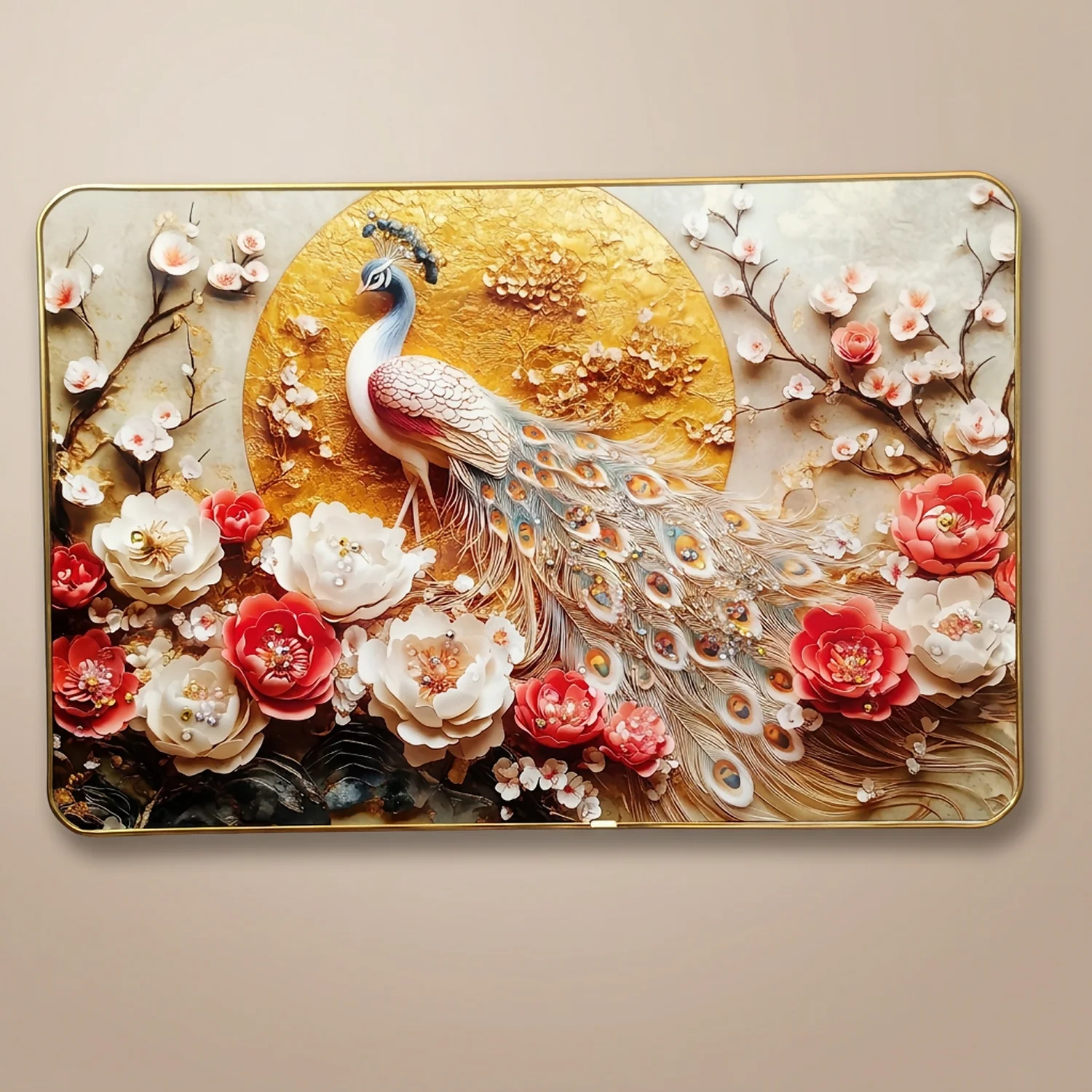Luxury Peacock Wall Art Frame | Luxury Golden Frame Home Decor - Image 2