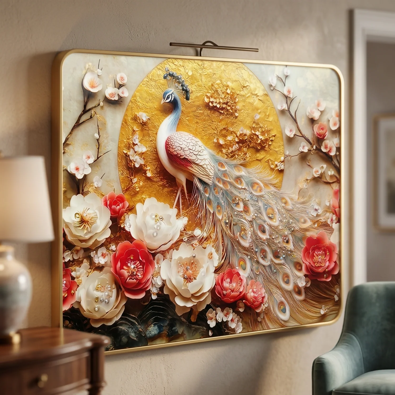 Luxury Peacock Wall Art Frame | Luxury Golden Frame Home Decor - Image 3