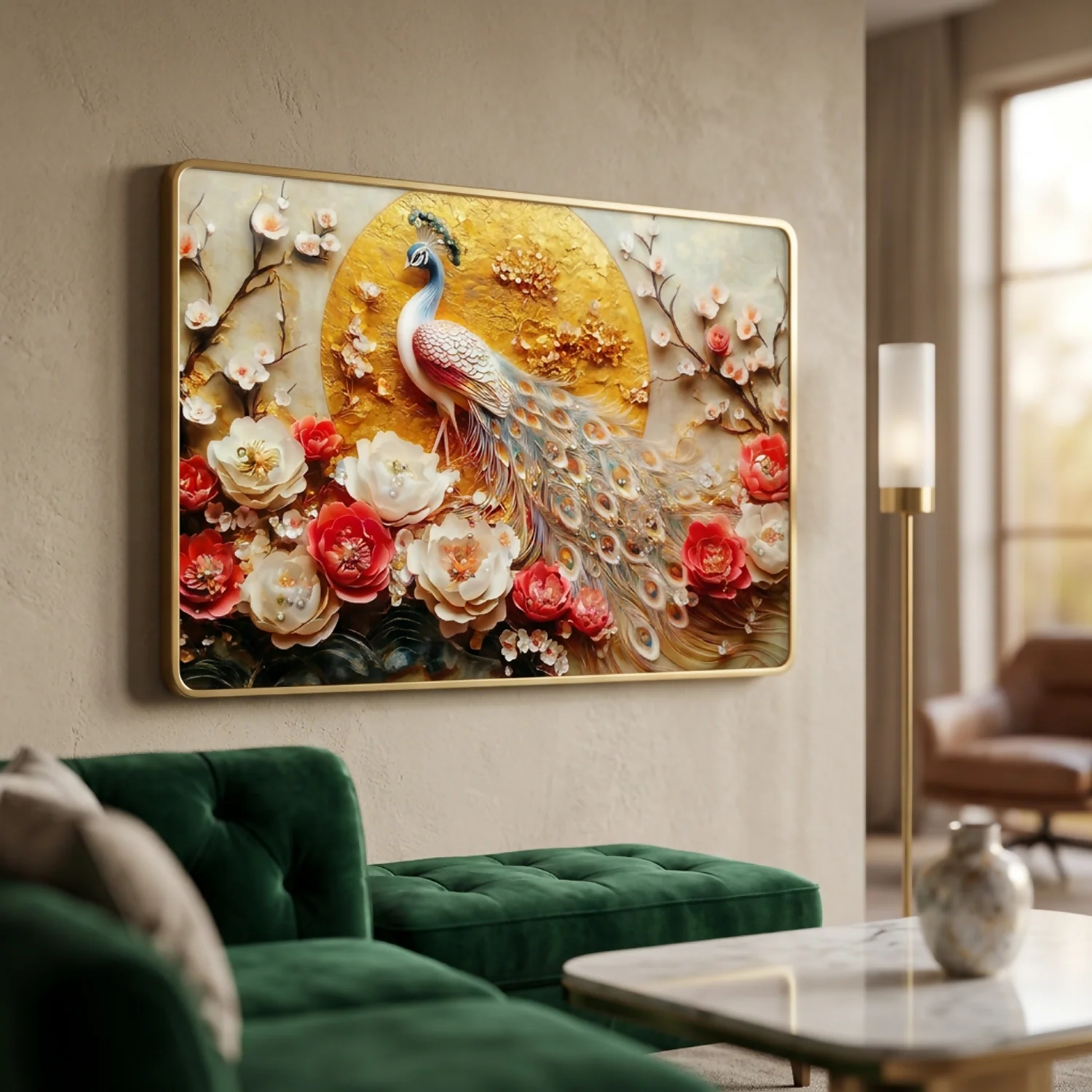 Luxury Peacock Wall Art Frame | Luxury Golden Frame Home Decor - Image 4