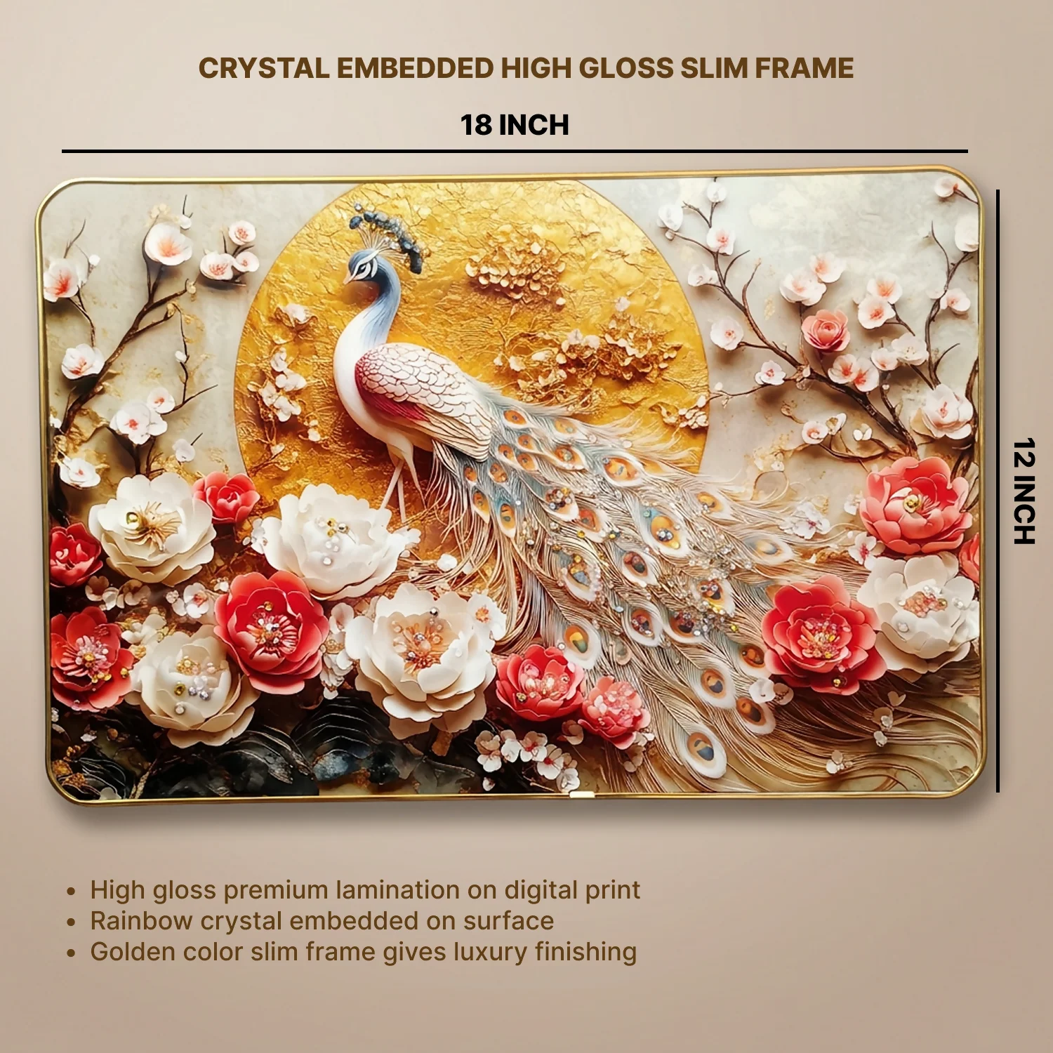 Luxury Peacock Wall Art Frame | Luxury Golden Frame Home Decor - Image 6