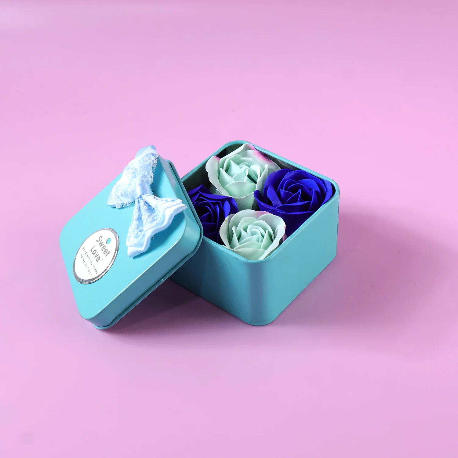 Luxury Rose Flower Bath Soap Gift Set with Storage Box 4 Pc - Image 8