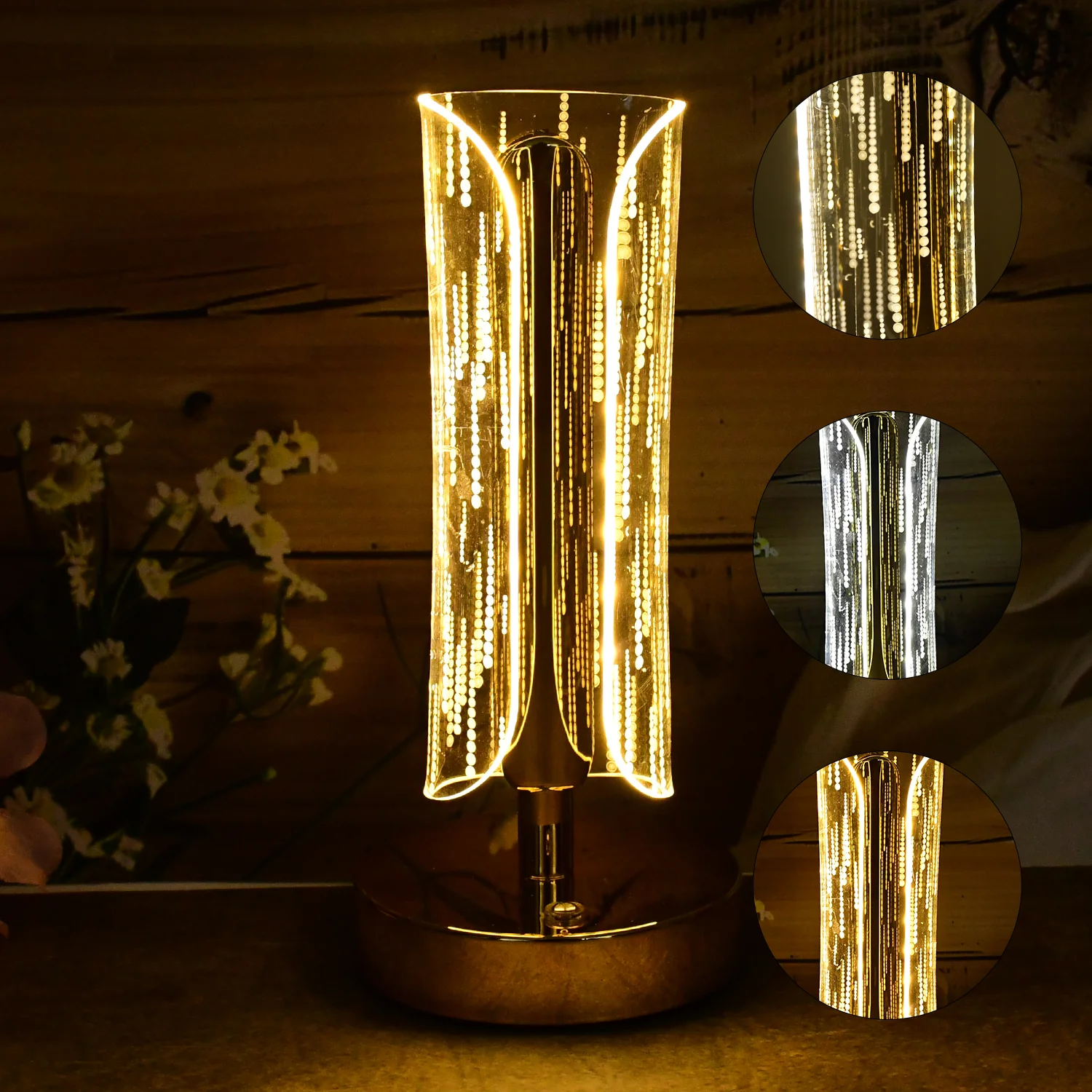 Luxury Tall Cylinder Shape Crystal Table Lamp (1 Pc) - Image 3