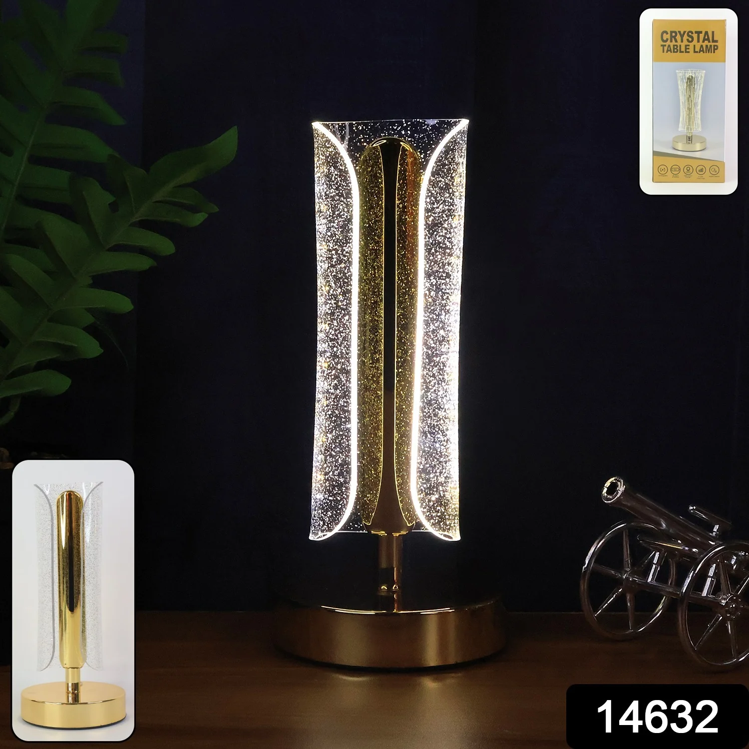 Luxury Tall Cylindrical Crystal Table Lamp (1 Pc) - Image 2