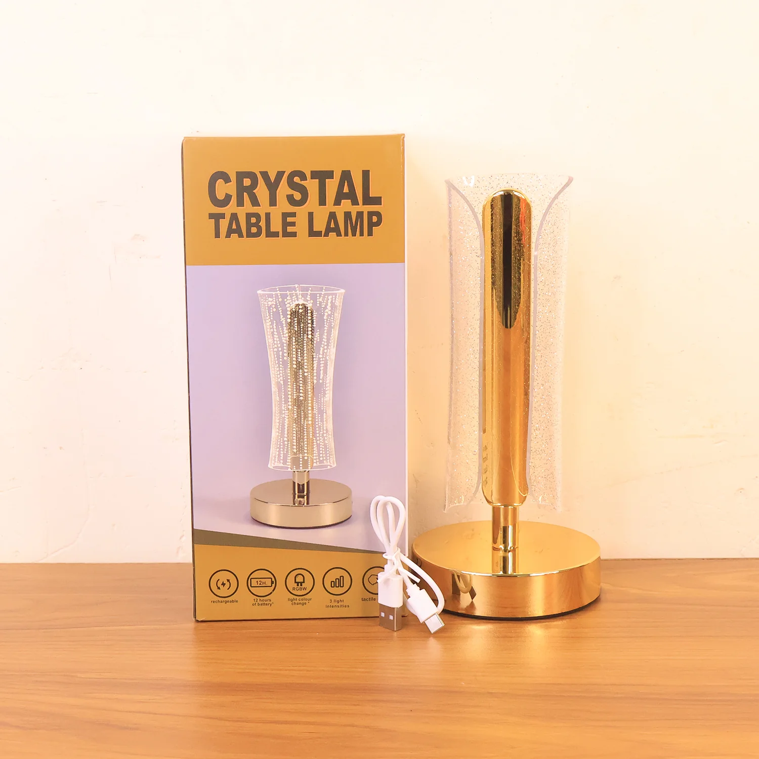 Luxury Tall Cylindrical Crystal Table Lamp (1 Pc) - Image 8